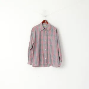 Rico Mancini Men XL Casual Shirt Red Check Cotton Vintage Golf Long Sleeve Top