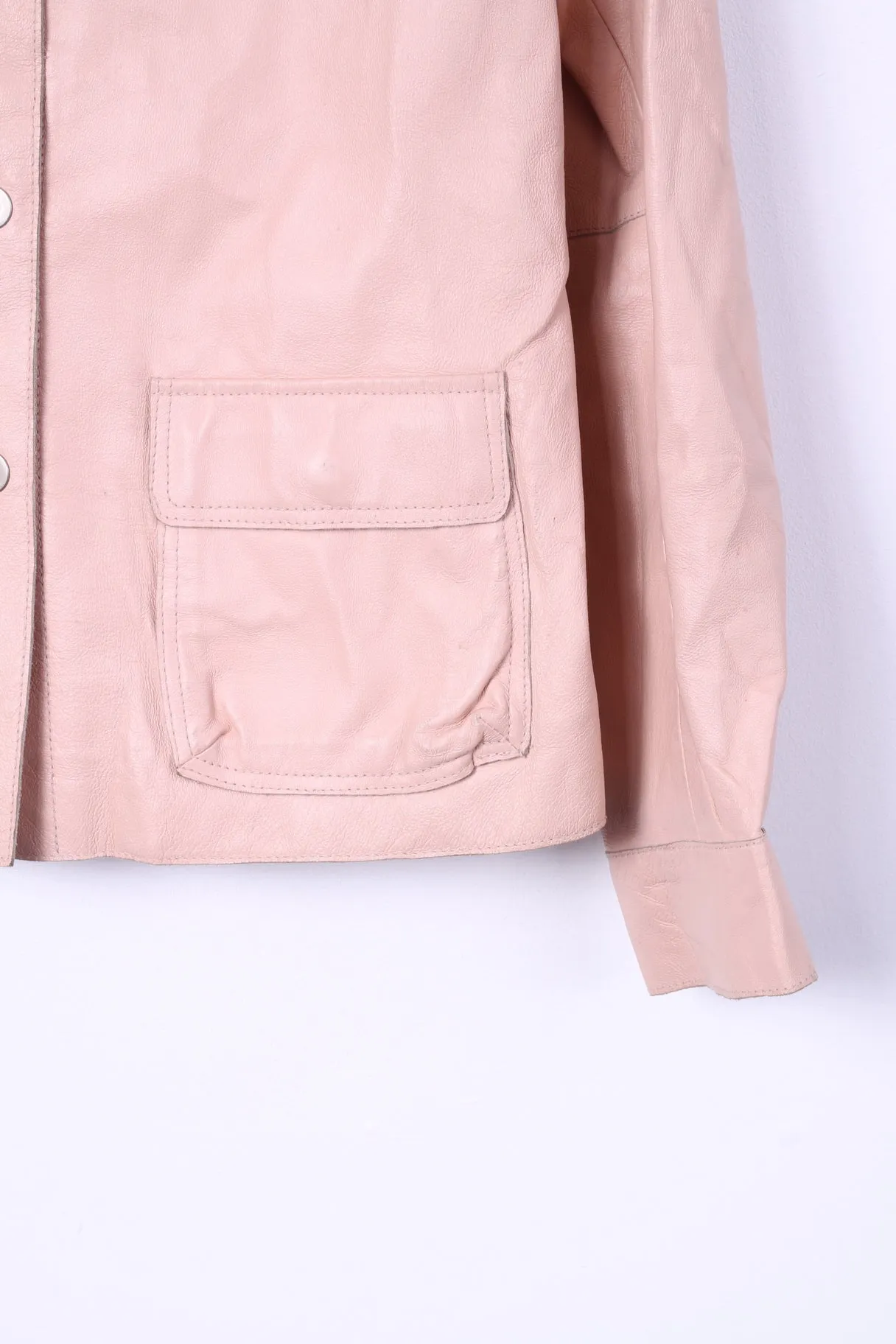 Rino & Pelle Women 44 M Leather Jacket Pink Snaps Design In Italy