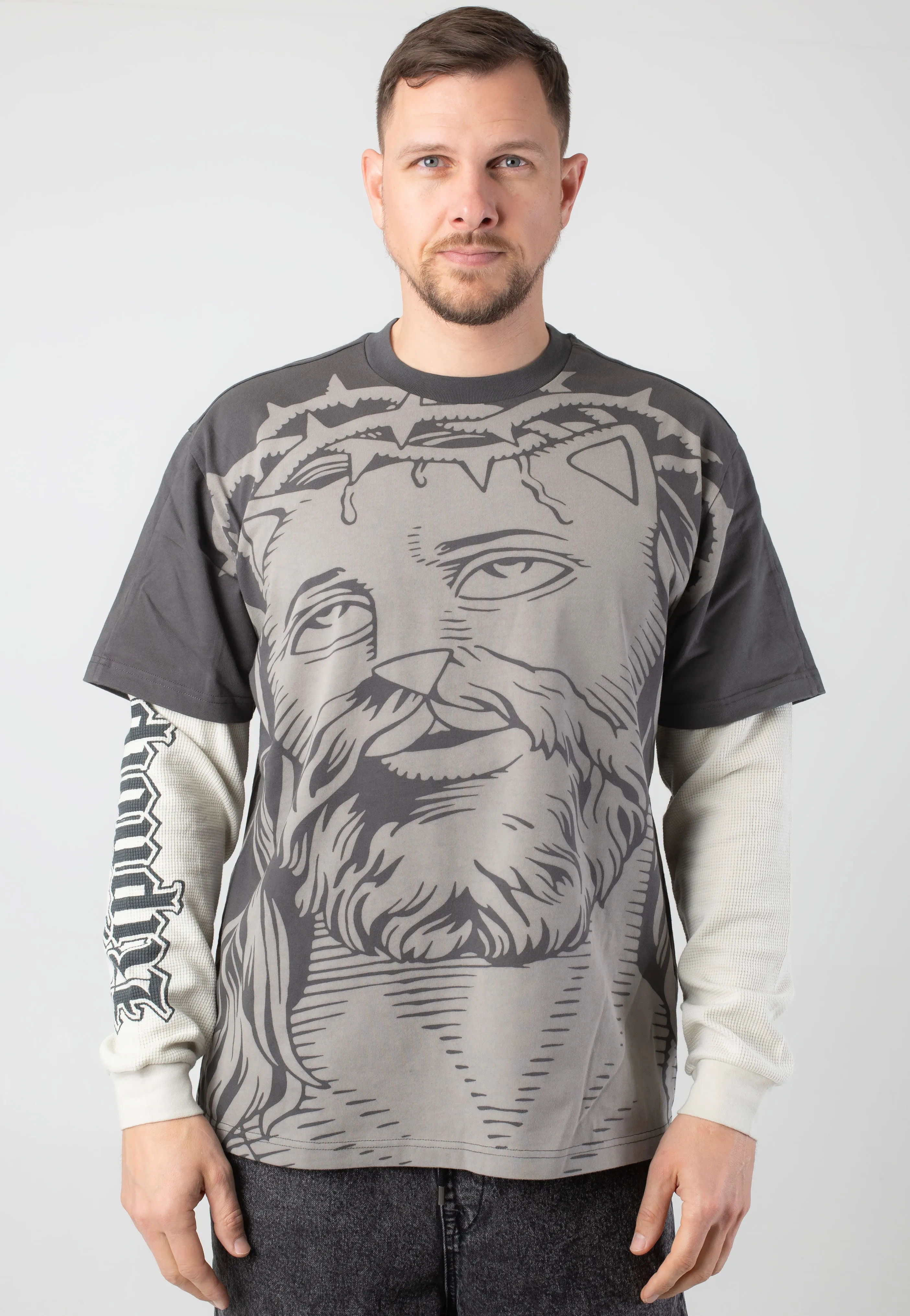 RIPNDIP - Lord Savior Double Sleeve Dark Charcoal - Sweater
