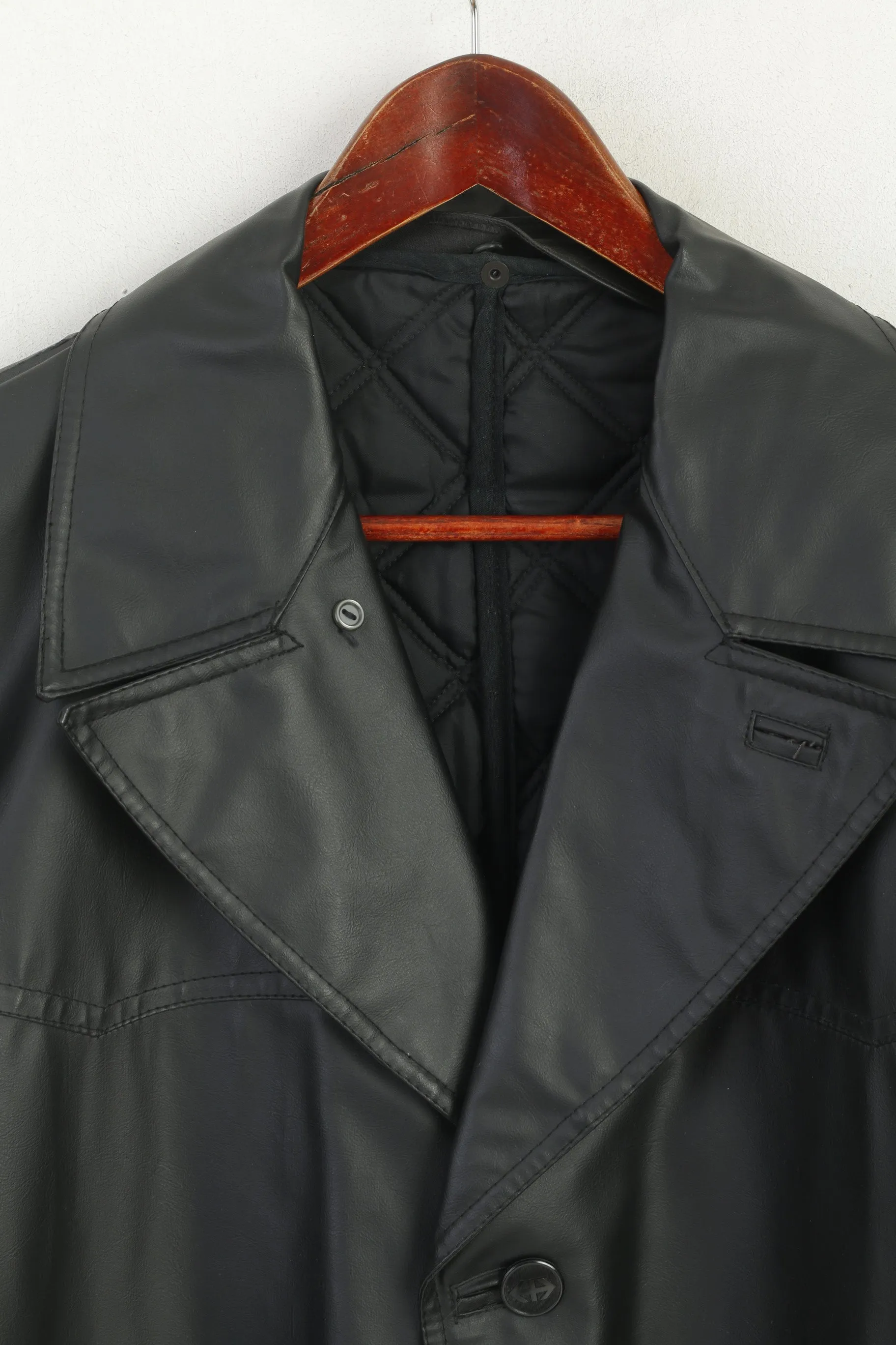 Risa Men 52 L Jacket Black Shiny Removable Lining Single Breasted Swiss Made Top