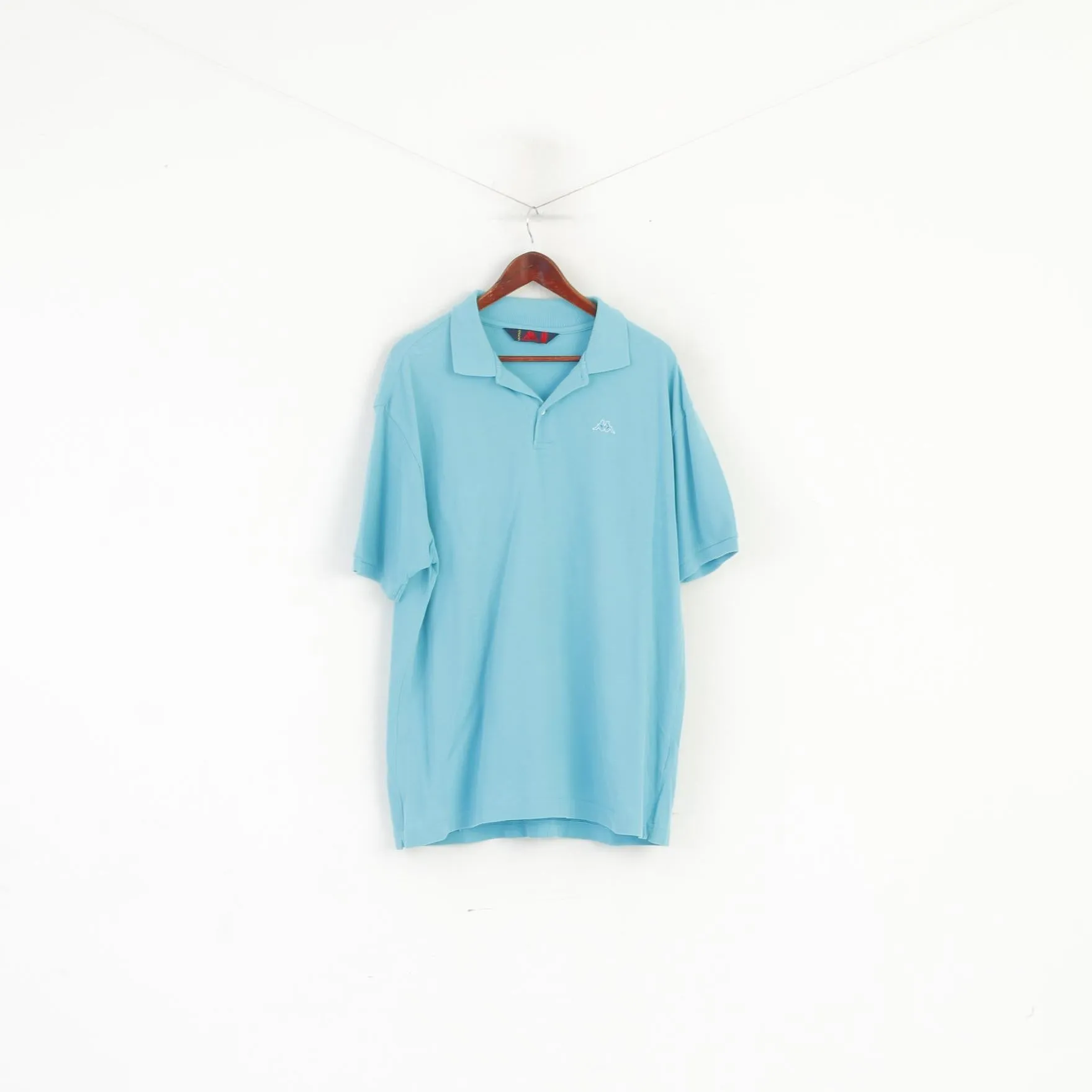 Robe Di Kappa Men XXL Polo Shirt Turquoise Cotton Classic Plain Vintage Top