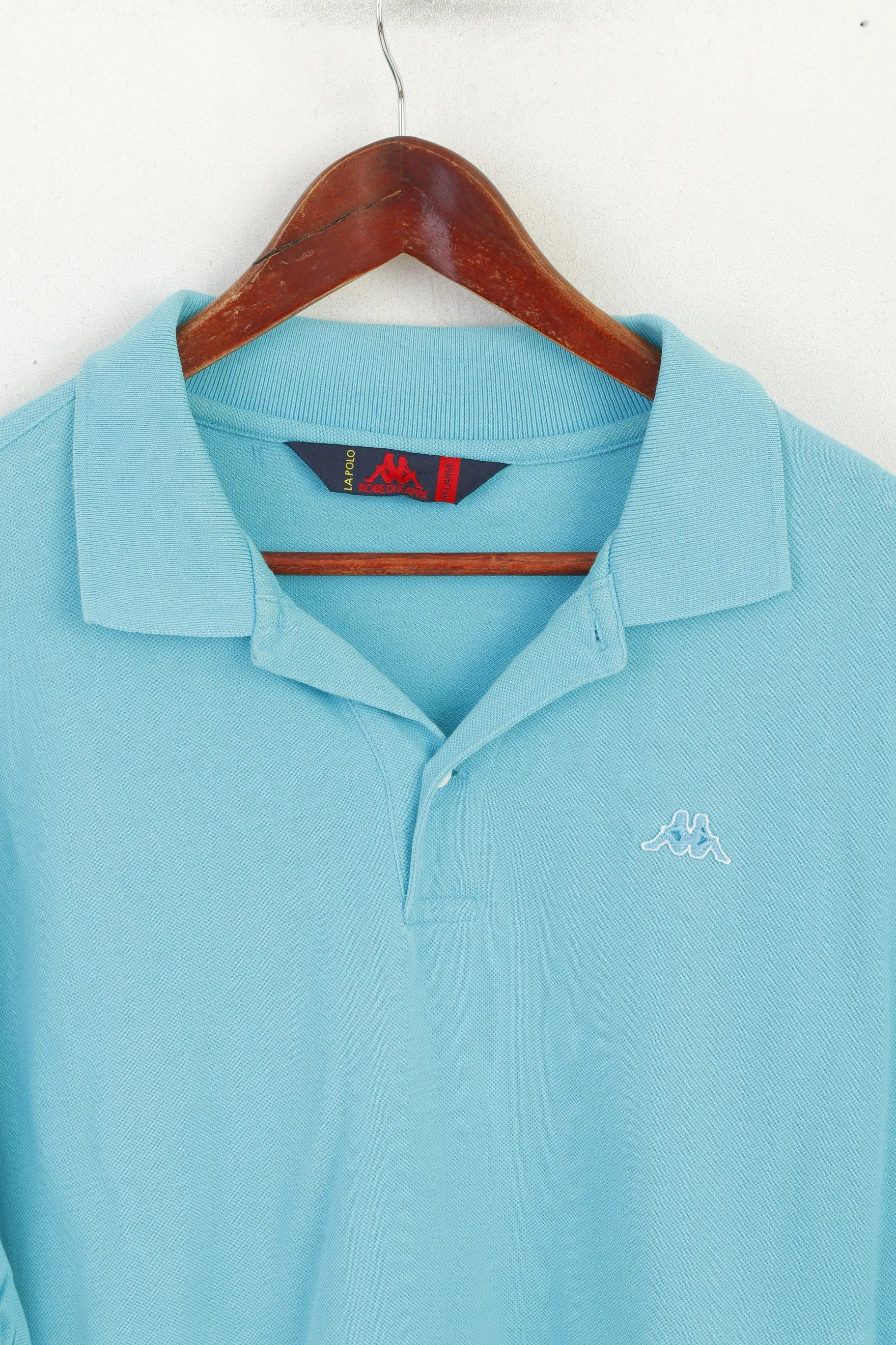 Robe Di Kappa Men XXL Polo Shirt Turquoise Cotton Classic Plain Vintage Top