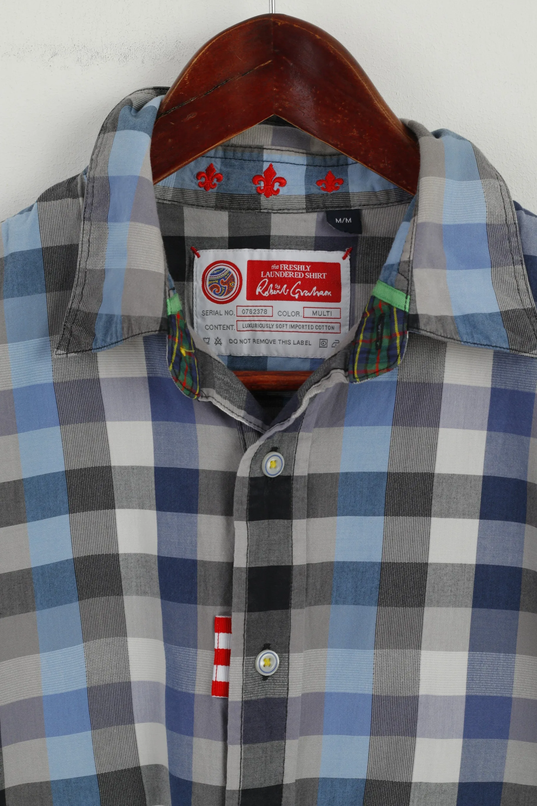 Robert Graham The Freshly Laundered Men M Casual Shirt Blue Check Cotton Top