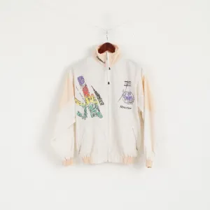 Rooster Women M Jacket Cream Tennis Festival Full Zipper Vintage 90s Germany Mode Top