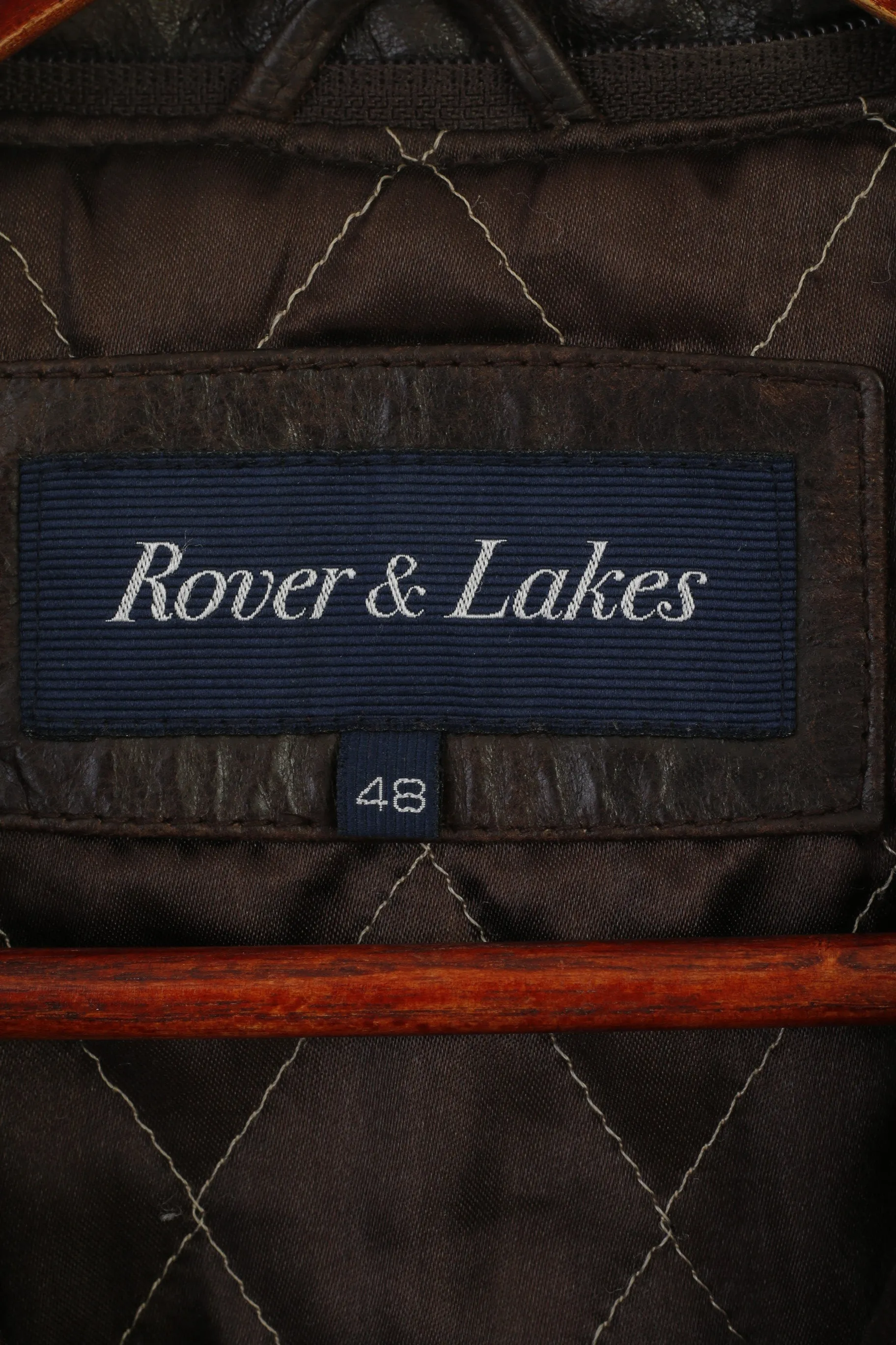 Rover & Lakes Men 48 M Jacket Brown Leather Shiny Vintage Classic Biker Top