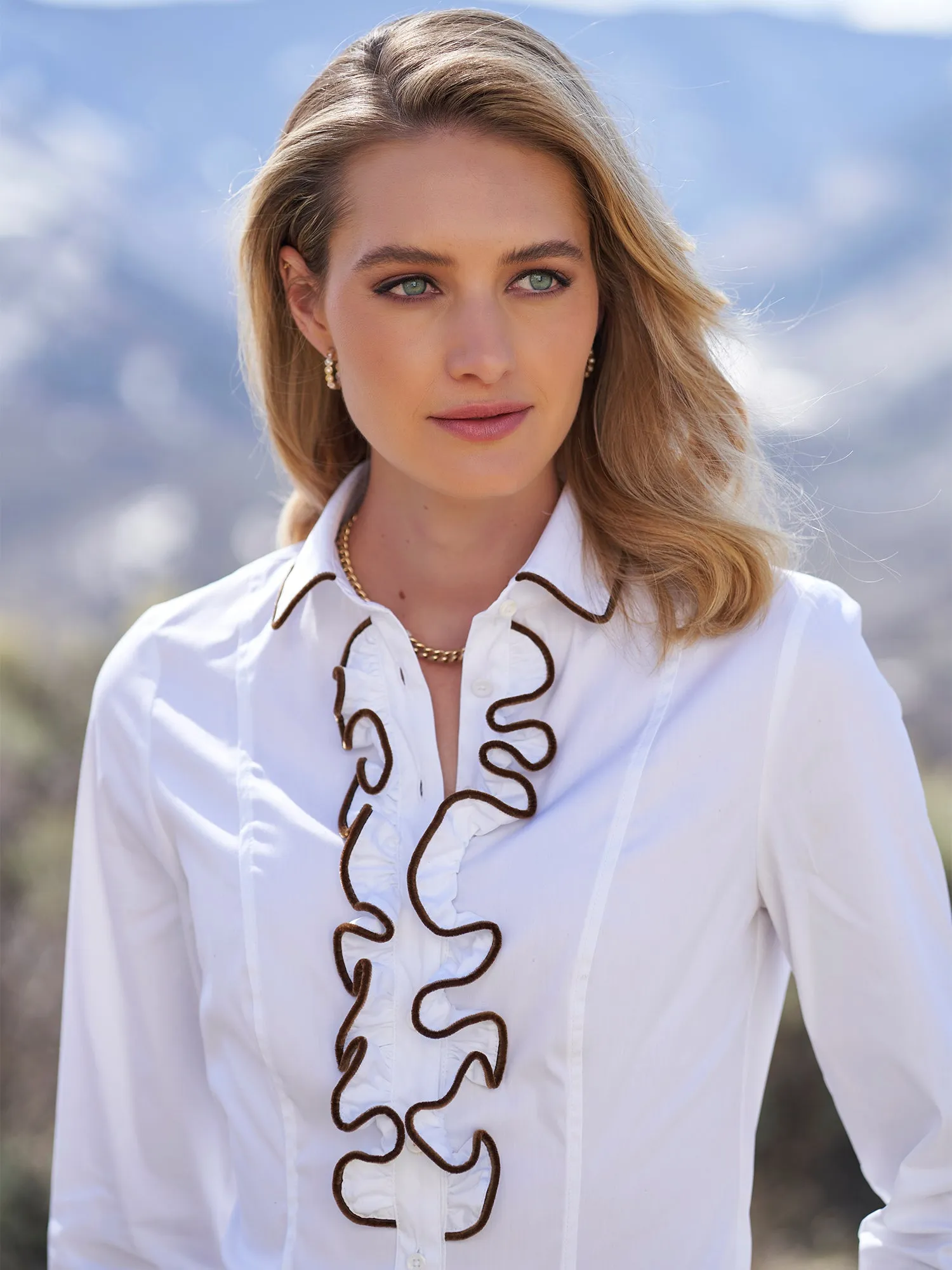 Ruffle Velvet Shirt
