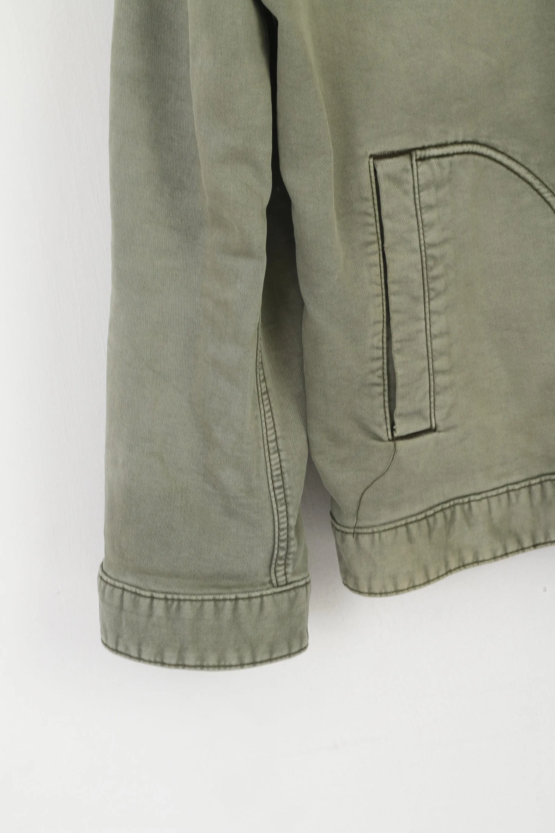 S. Oliver Men XL Jacket Olive Green Cotton Chore Classic Full Zipper Top
