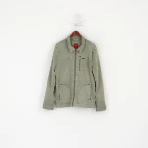 S. Oliver Men XL Jacket Olive Green Cotton Chore Classic Full Zipper Top