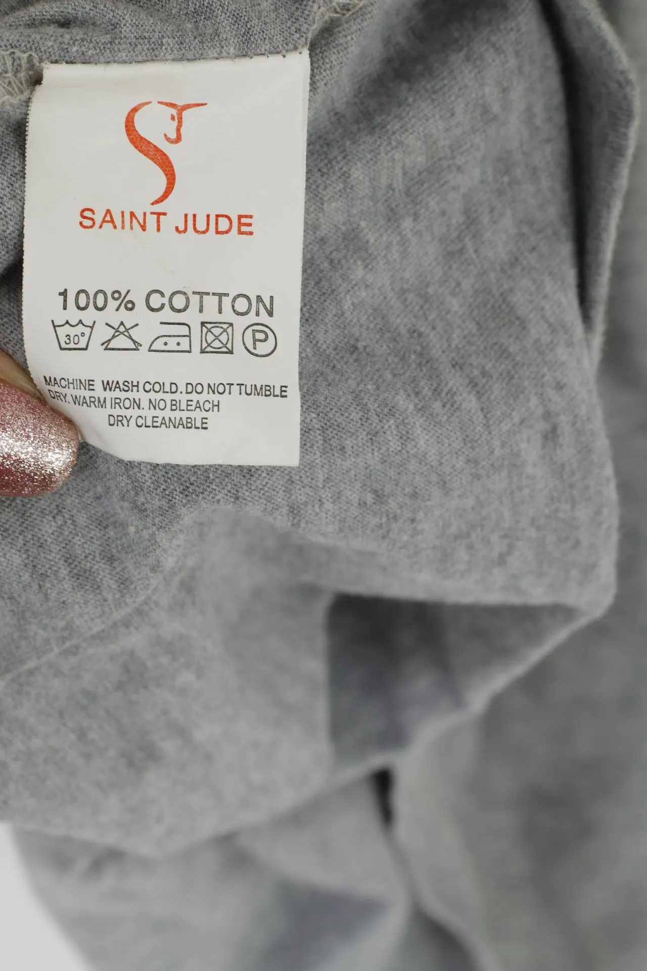 Saint Jude Men XL Shirt Grey Crew Neck 100% Cotton One Pocket Top