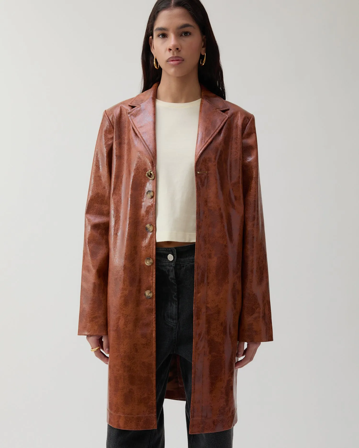 Samantha Jacket Faux Leather Brown