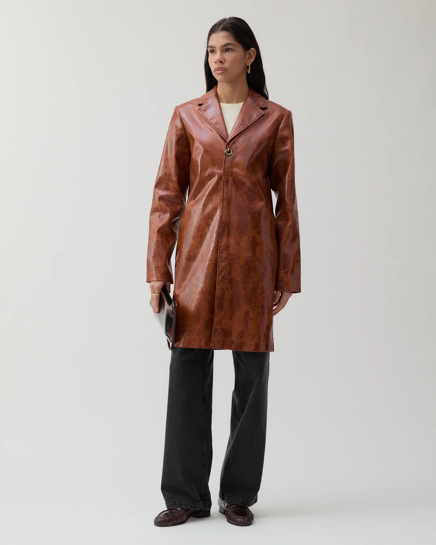 Samantha Jacket Faux Leather Brown