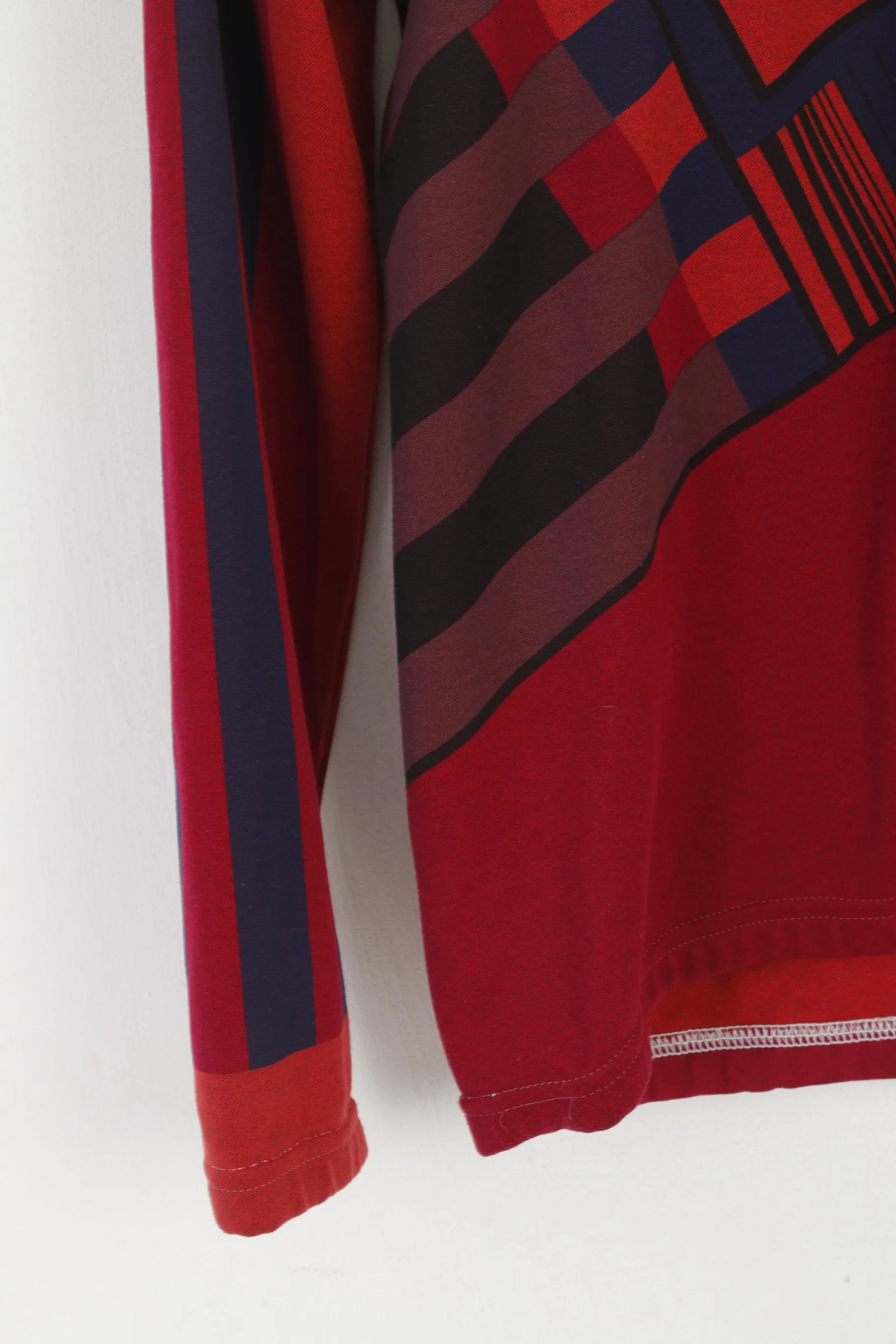 Santini Men L Cycling Shirt Maroon Vintage Italy Zip Neck Bike Wear Long SLeeve Top