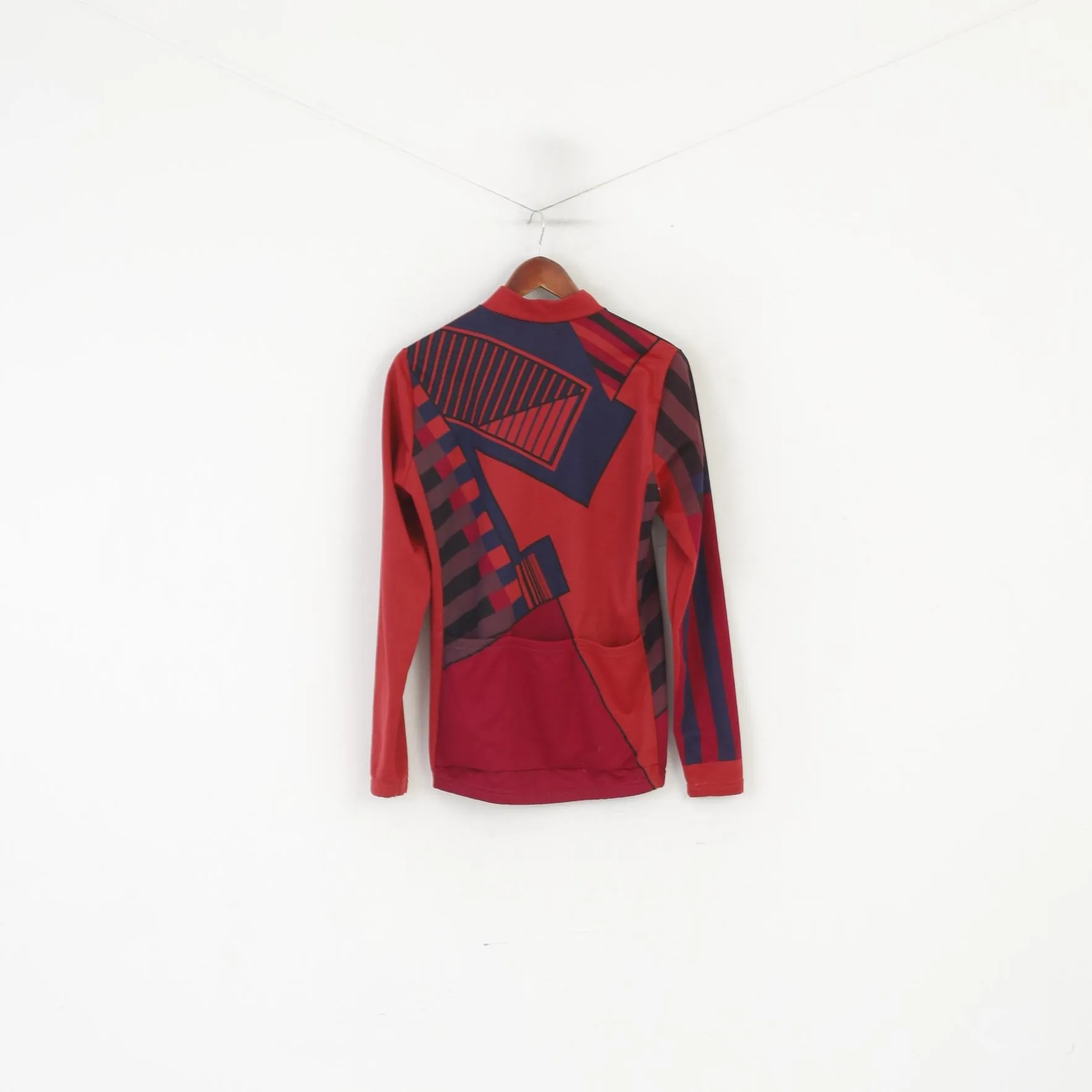 Santini Men L Cycling Shirt Maroon Vintage Italy Zip Neck Bike Wear Long SLeeve Top