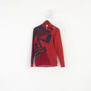 Santini Men L Cycling Shirt Maroon Vintage Italy Zip Neck Bike Wear Long SLeeve Top