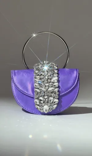 SATIN CRYSTAL CLUTCH IN PURPLE Gloria Lanvin