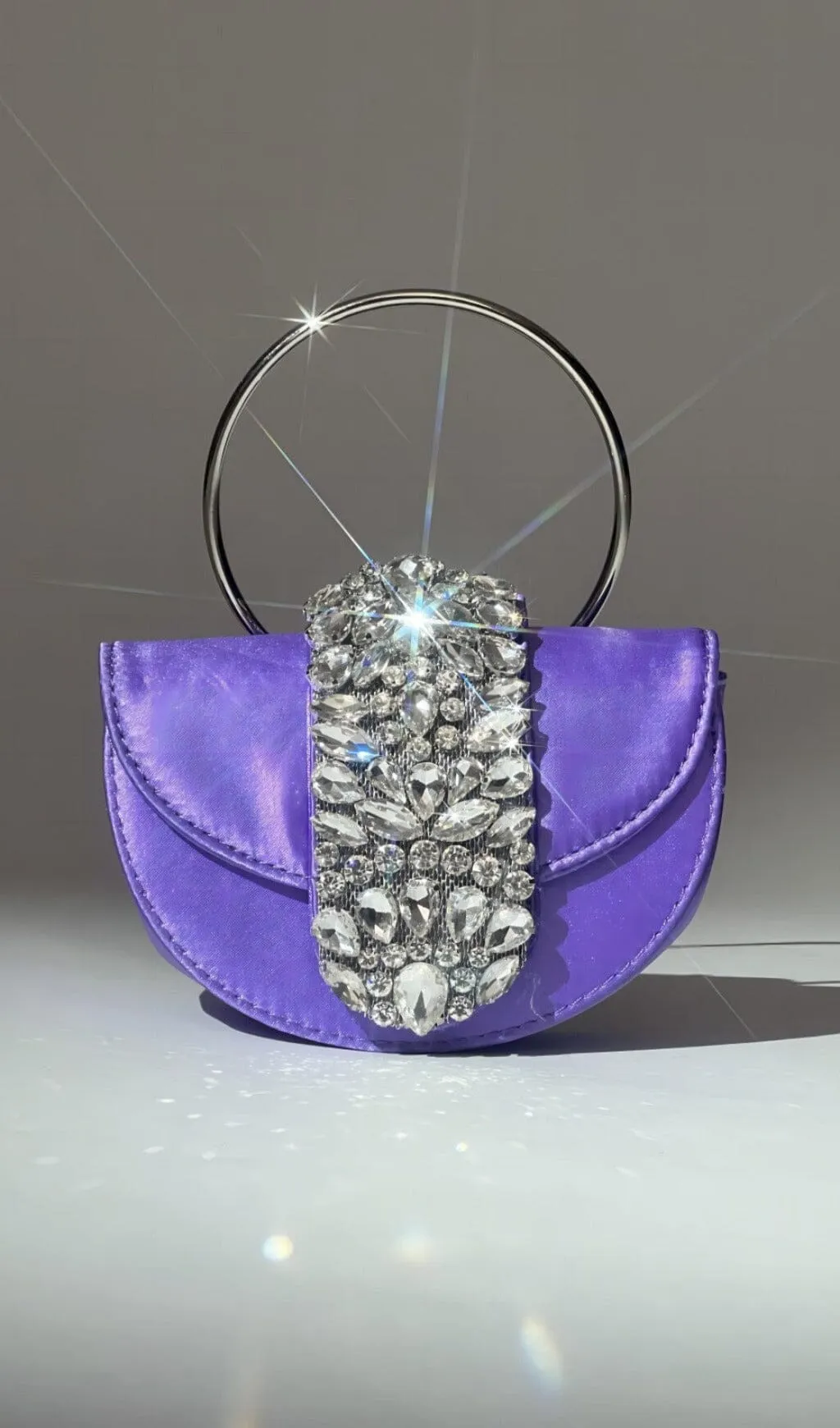 SATIN CRYSTAL CLUTCH IN PURPLE Gloria Lanvin