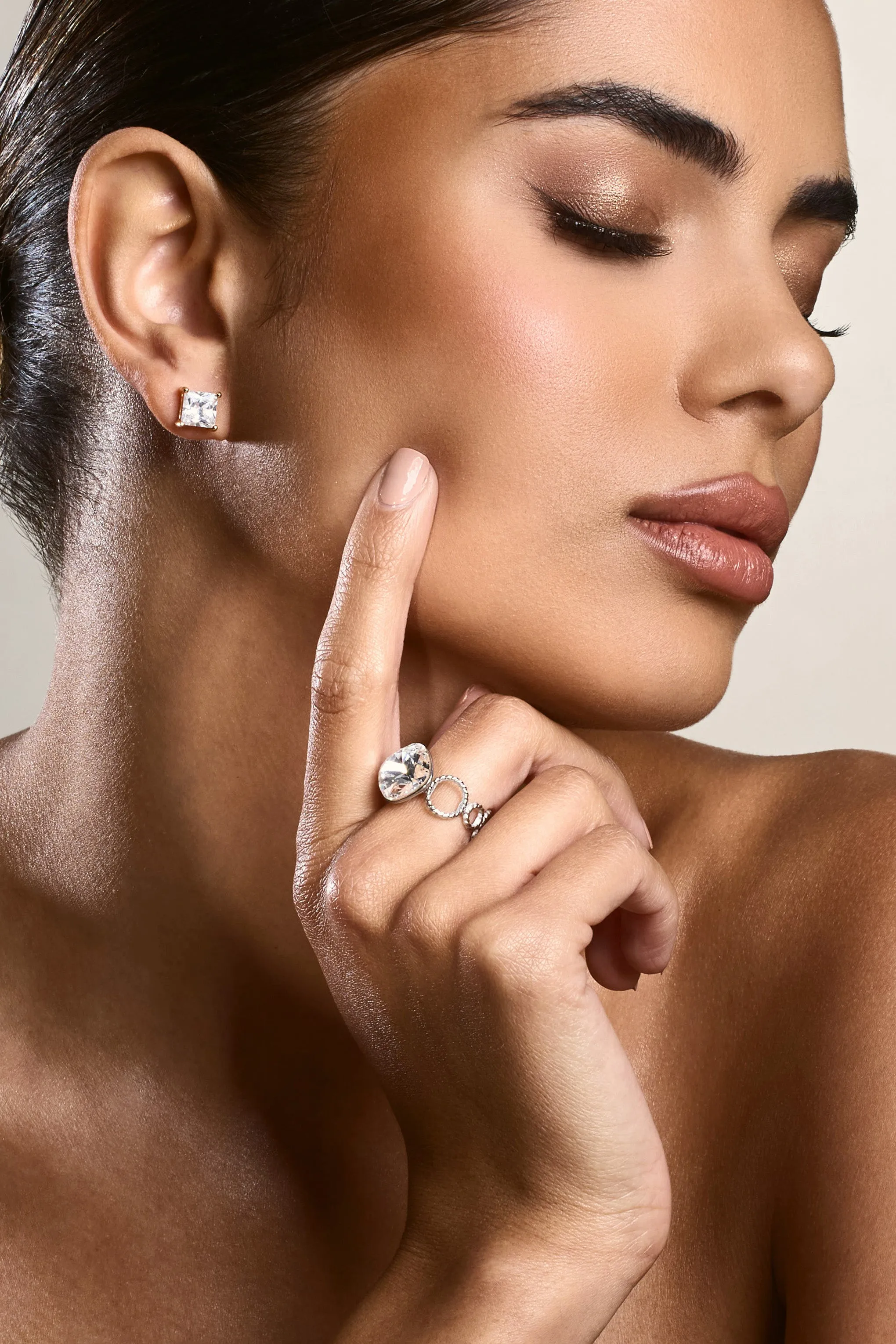 Savi | Silver Adjustable Diamante Ring Club L London