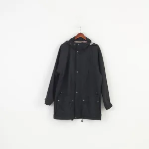 Schoffel Men XL Jacket Black Retractable Hood Full Double Zipper Pockets Top