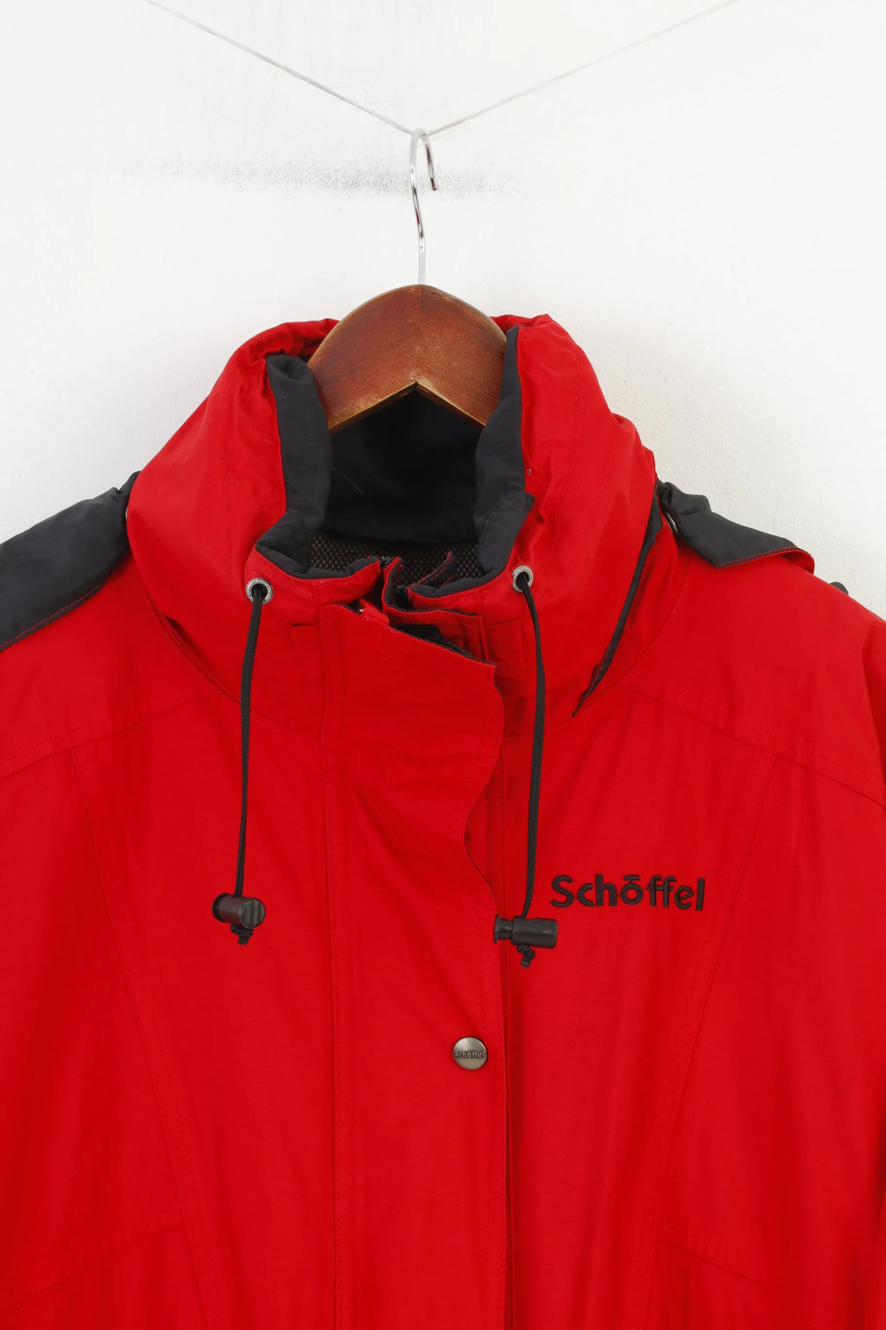 Schoffel Woman 16 XL Jacket Red Full Zipper Hood  Nylon Venturi Vintage Waterproof Top