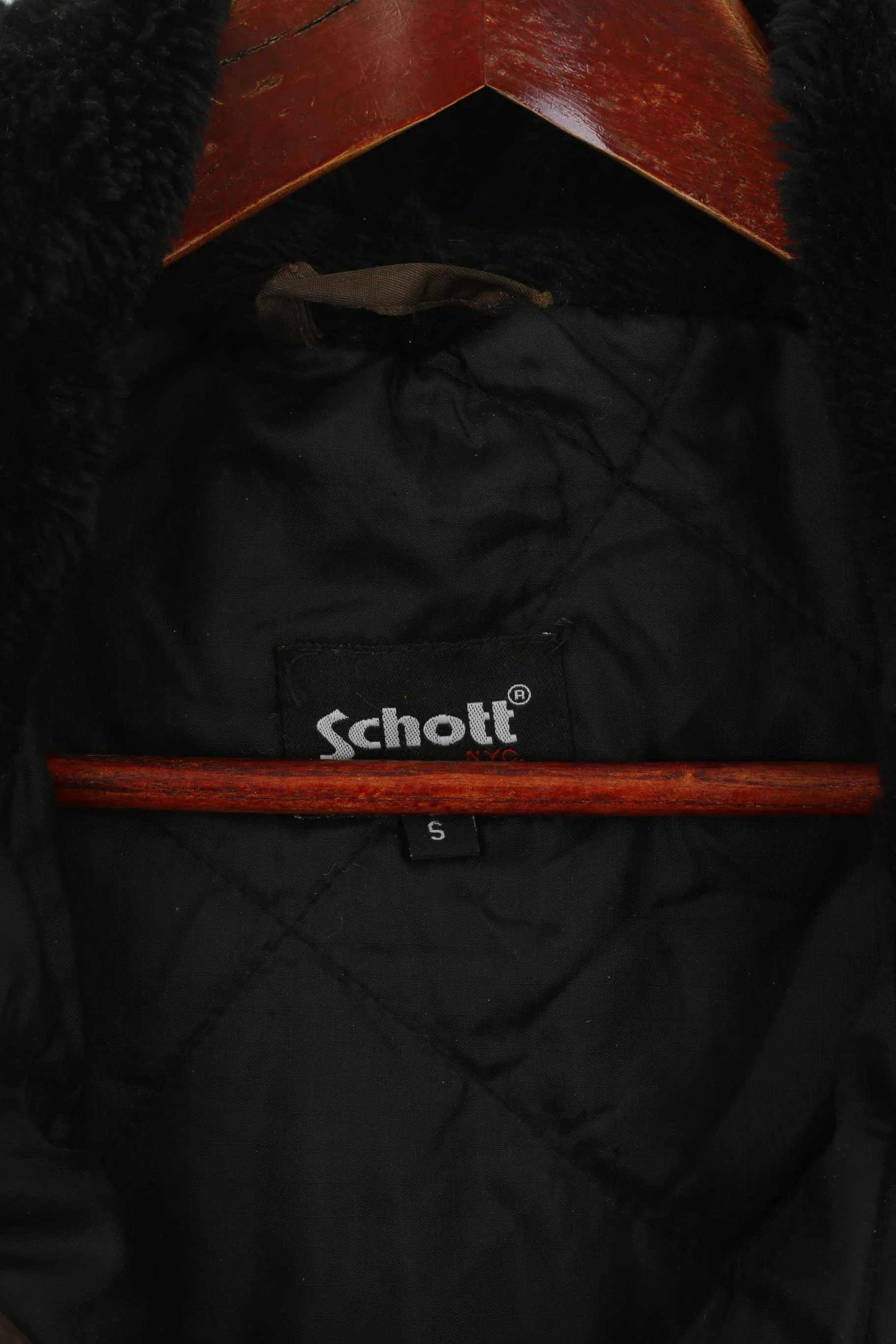 Schott Men S Bomber Jacket Brown Shiny Padded Hood Nylon Waterproof Top