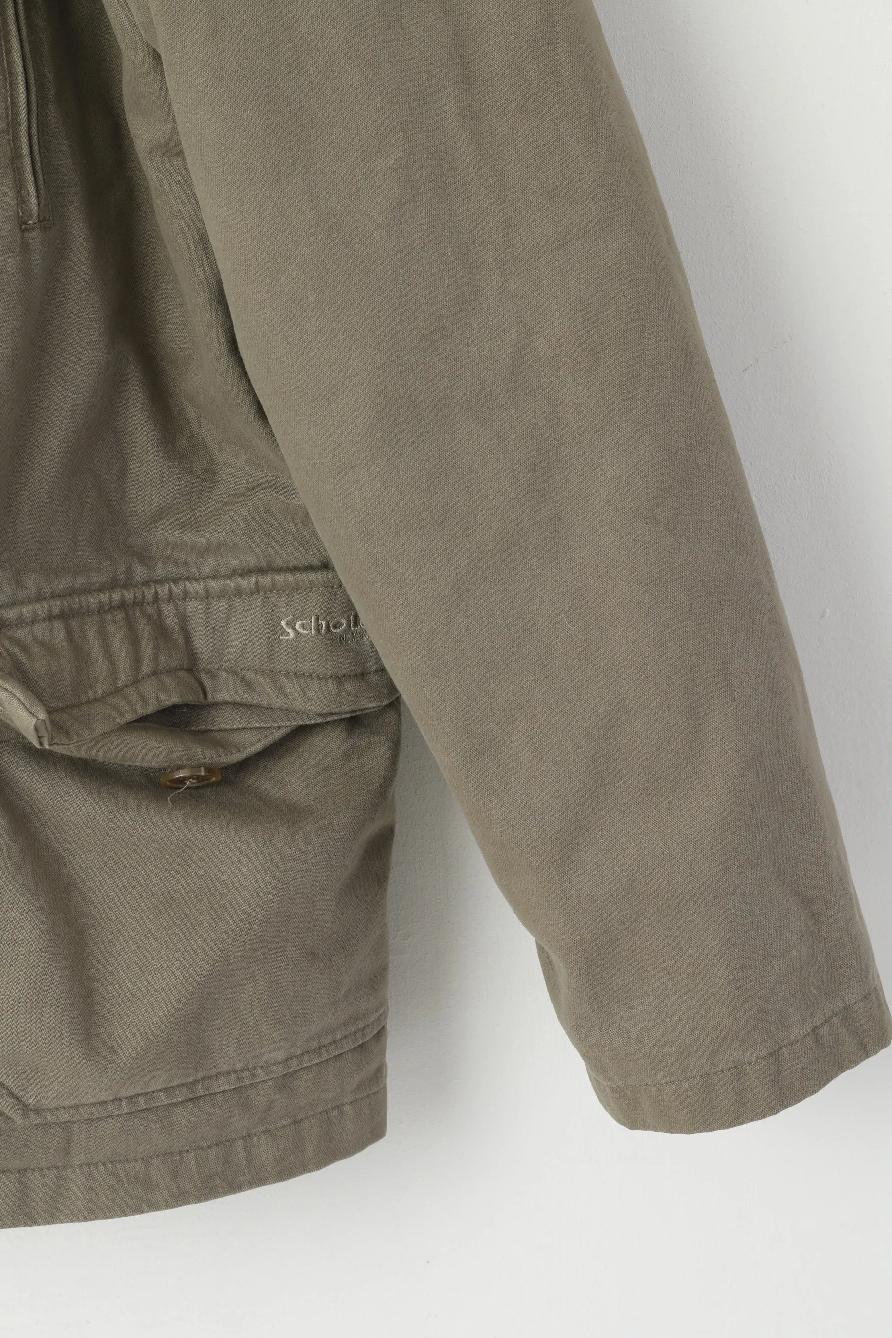 Schott NYC Men XL Jacket Khaki Cotton Military Gear Padded 2in1 Full Zipper Top