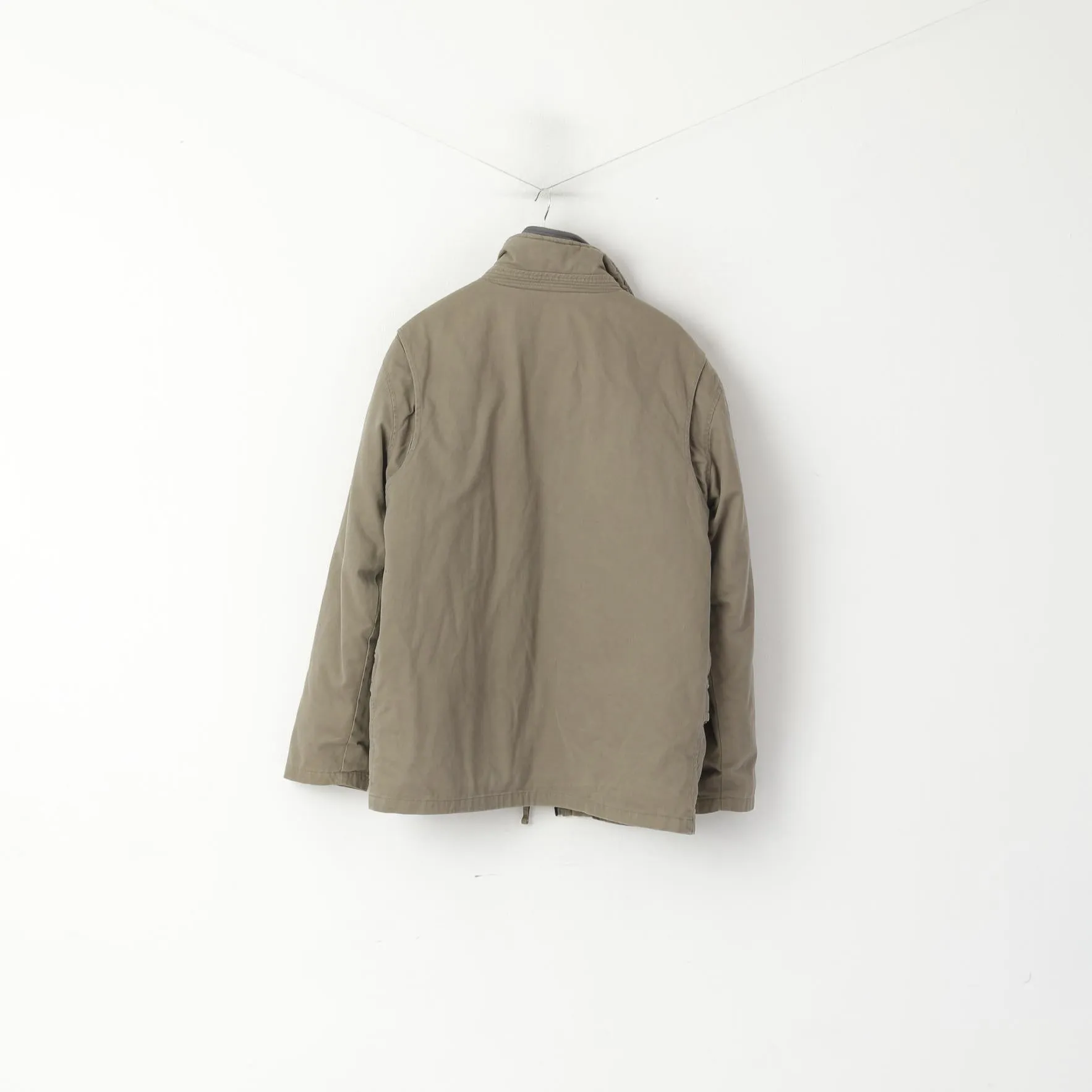 Schott NYC Men XL Jacket Khaki Cotton Military Gear Padded 2in1 Full Zipper Top
