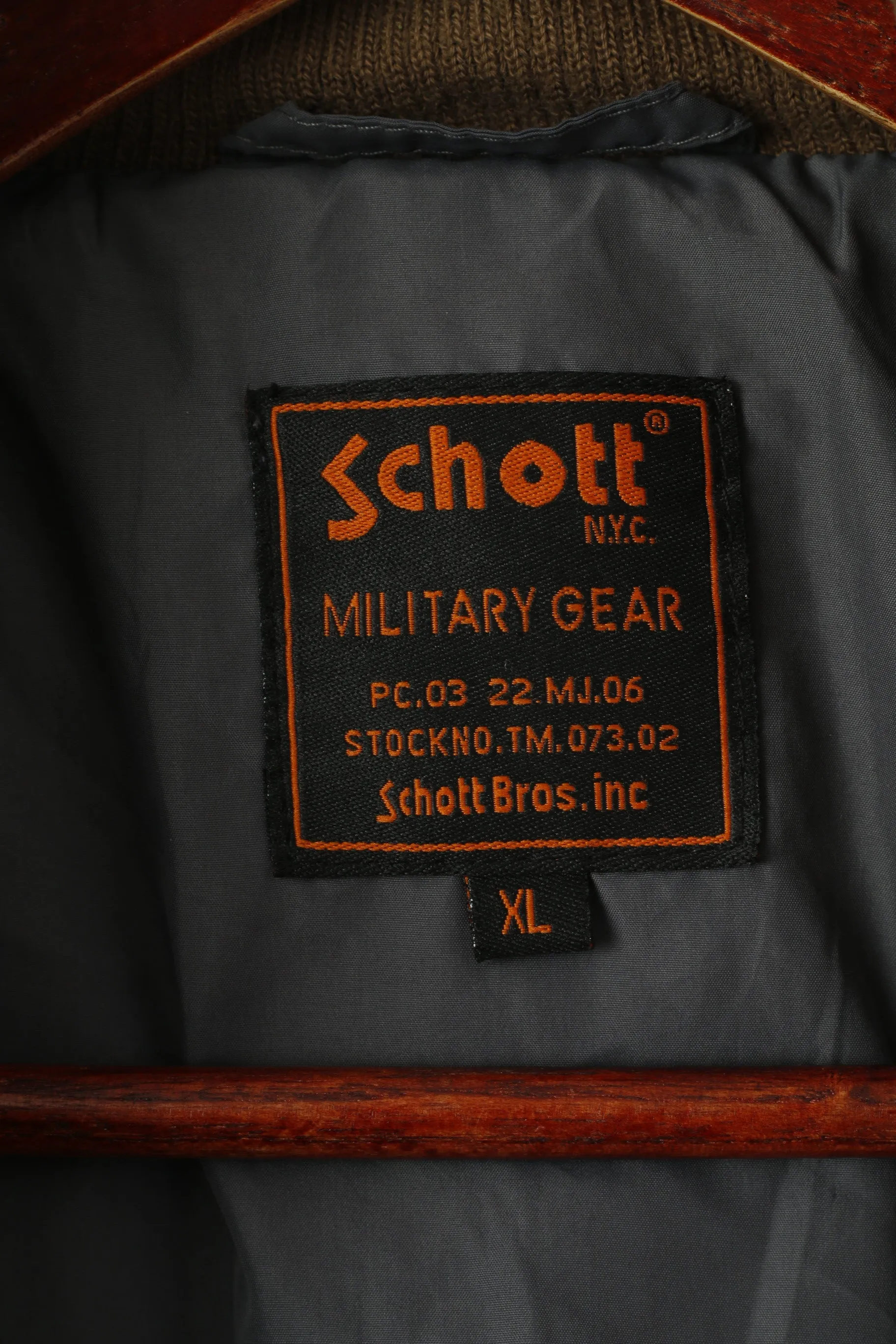 Schott NYC Men XL Jacket Khaki Cotton Military Gear Padded 2in1 Full Zipper Top
