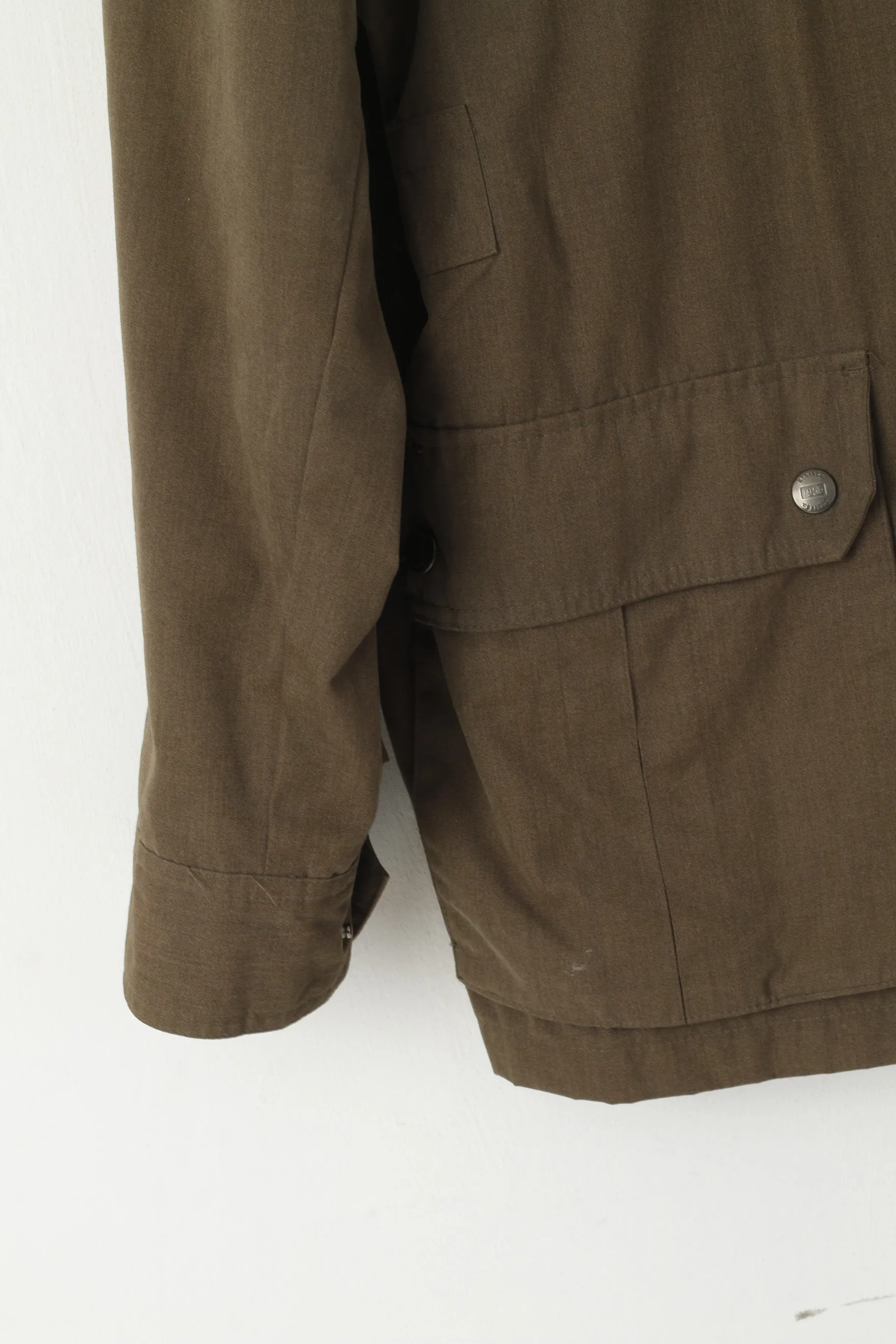 Scott Co. Men L Jacket Green Brown Full Zipper Military Lightweight Cotton Pockets Top