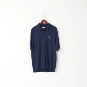 Sergio Tacchini Men XXL Polo Shirt Navy Italy Nylon Stretch Plain Classic Top