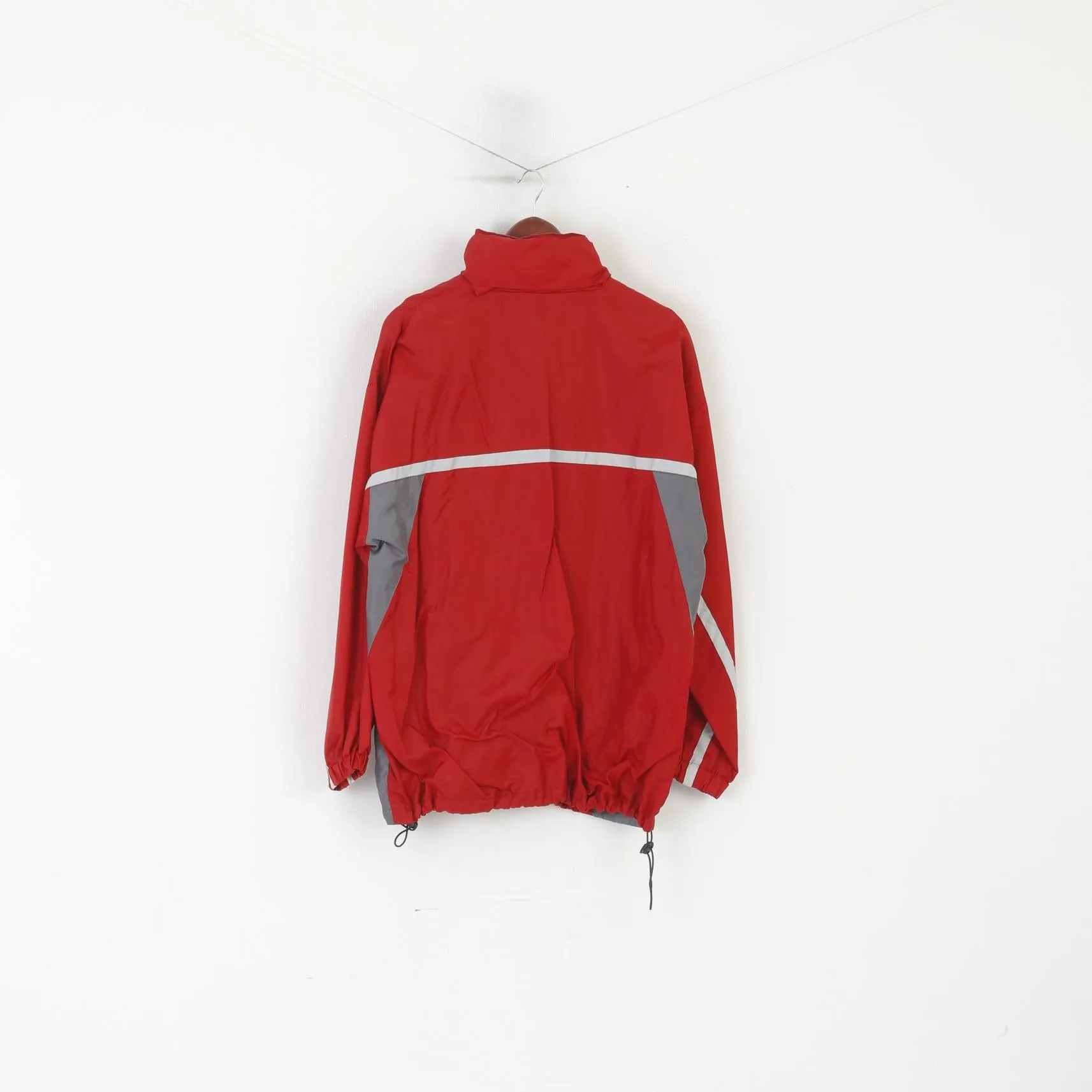 Shamp Men S Jacket Red Nylon Waterproof Vintage Full Zipper Hidden Hood Unisex Top