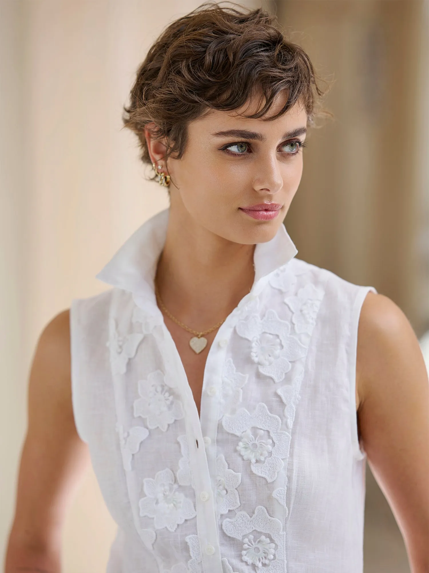 Sheri Fleur Sleeveless Linen Shirt