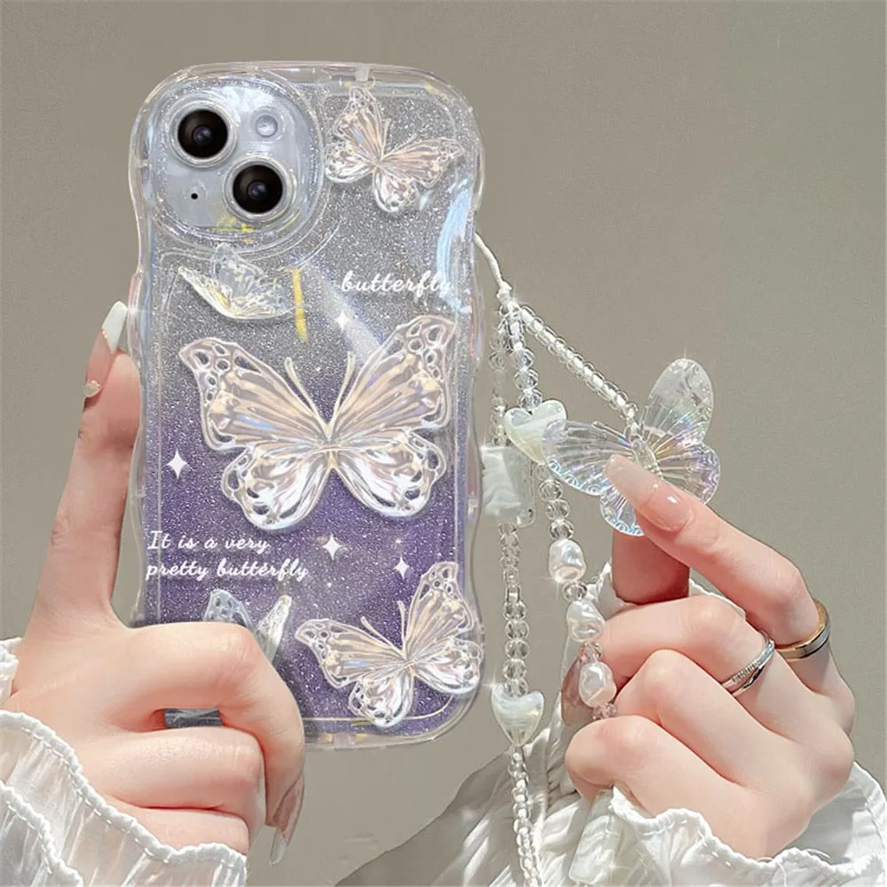Shimmering Butterfly iPhone Case & Chain