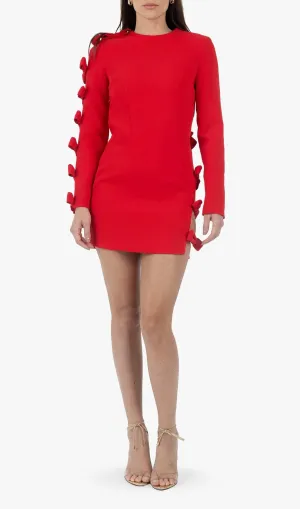 SIDE LACE UP BOW MINI DRESS IN RED Gloria Lanvin