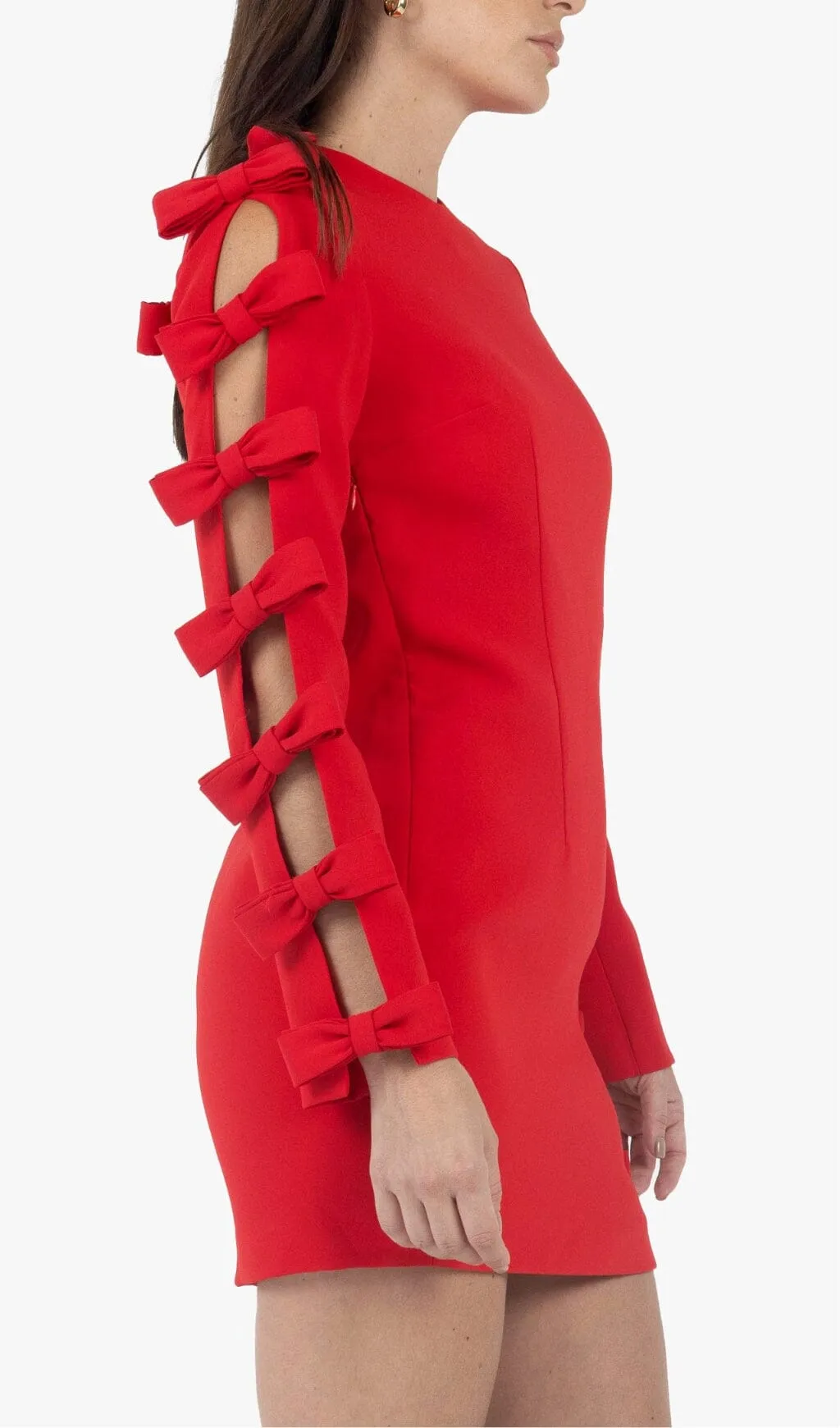 SIDE LACE UP BOW MINI DRESS IN RED Gloria Lanvin