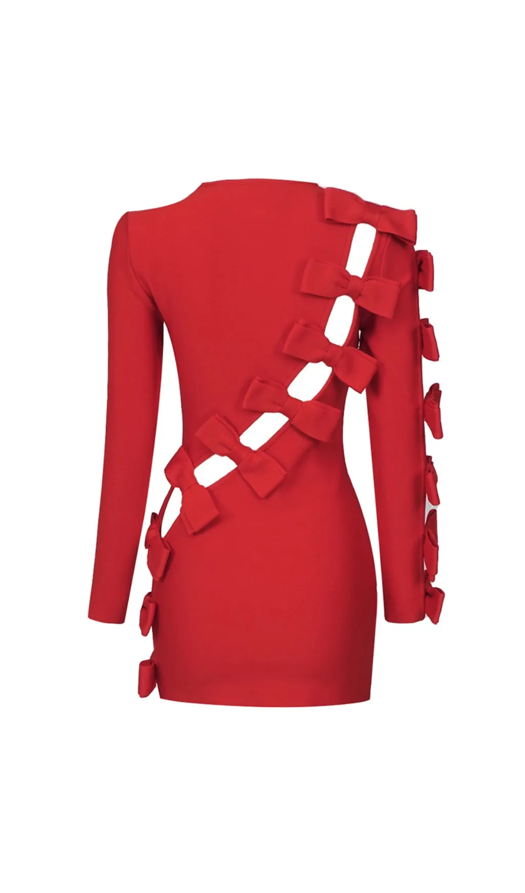 SIDE LACE UP BOW MINI DRESS IN RED Gloria Lanvin