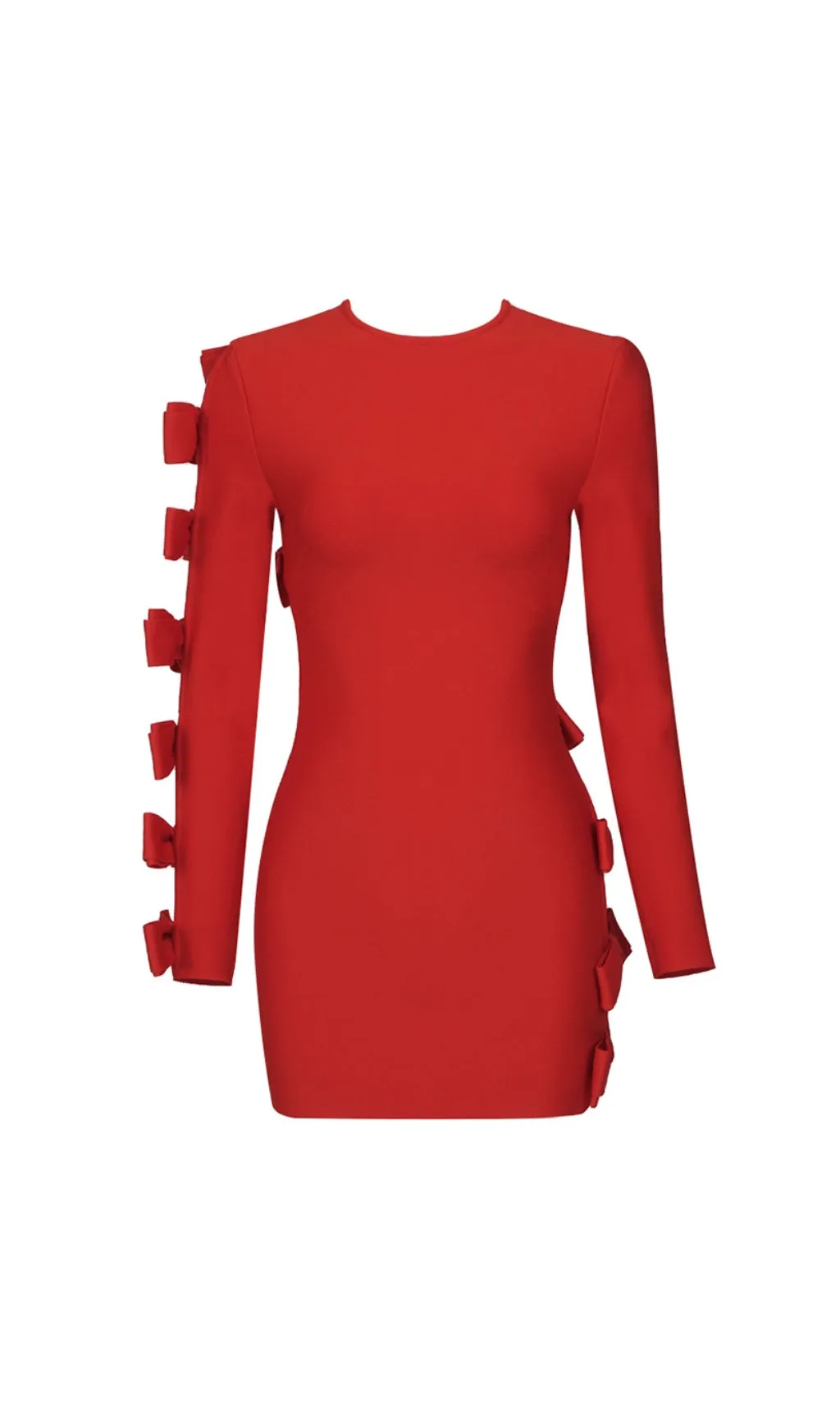 SIDE LACE UP BOW MINI DRESS IN RED Gloria Lanvin
