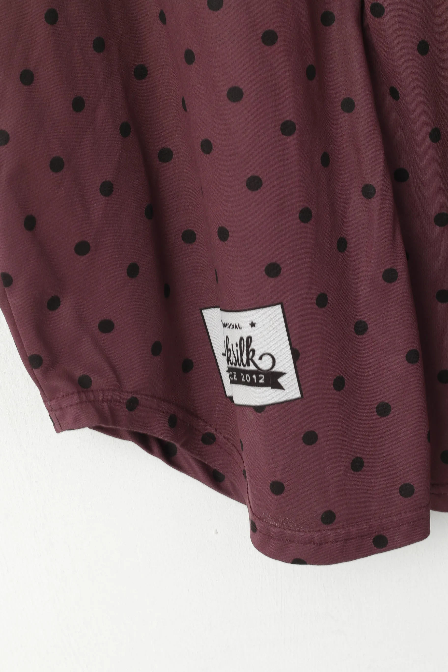 Sik Silk Men L Shirt Purple Retro Polka Dot Half Zip Retro Shiny Jersey Top