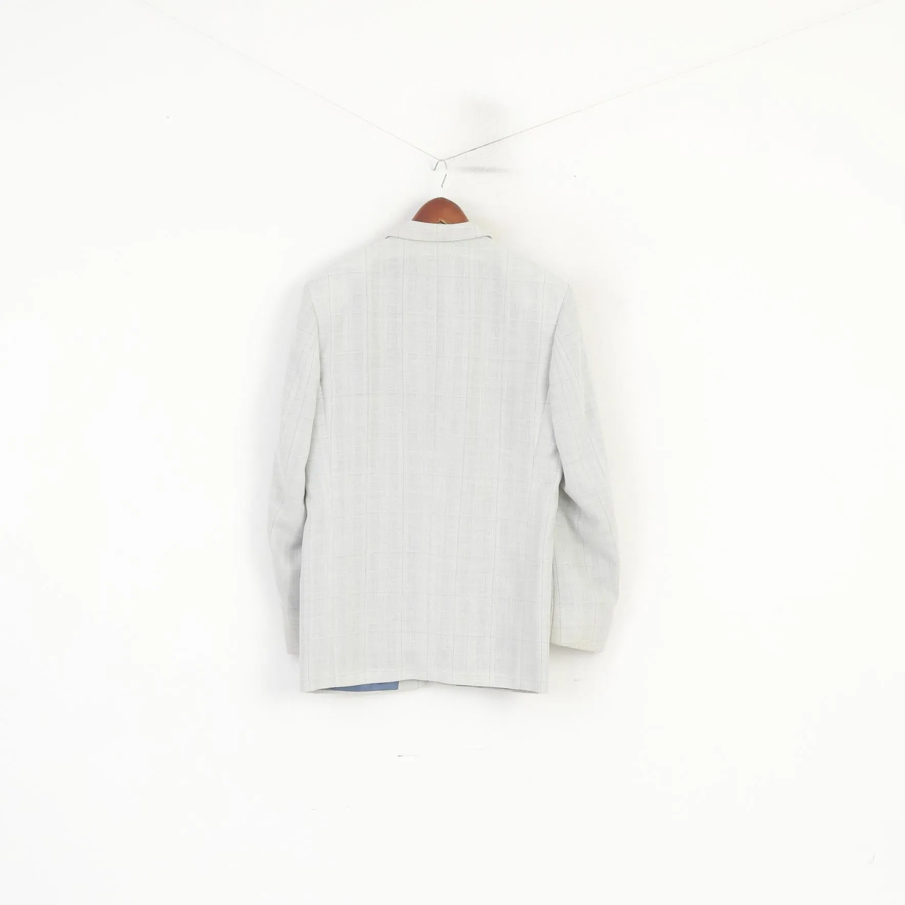 SIR di Lucci Men 55 42 Blazer Grey Check Wool Linen Detailed Single Breasted Jacket