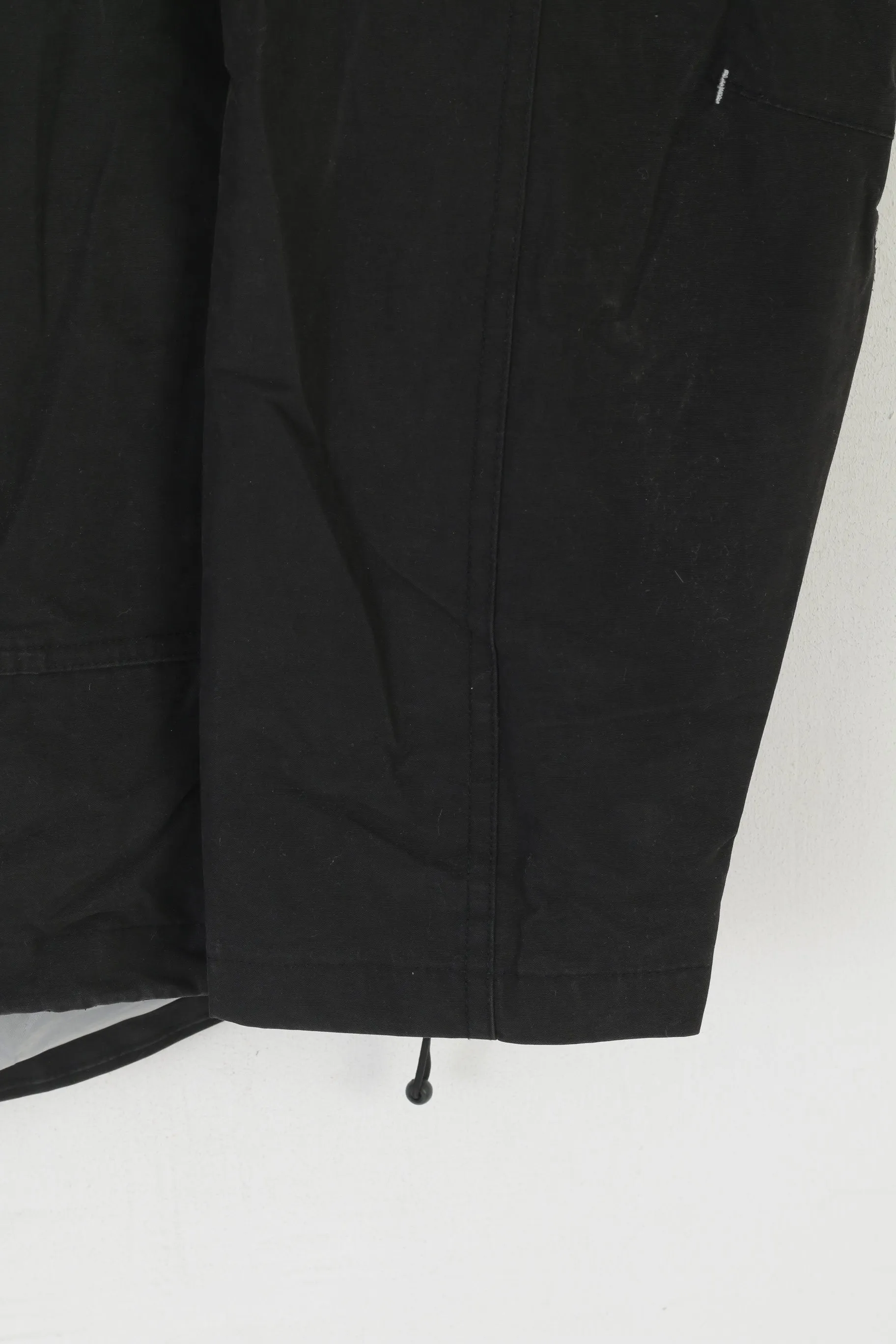 Slazenger Men L Jacket Black Cotton Nylon Hooded Outdoor Full Zipper Vintage Top