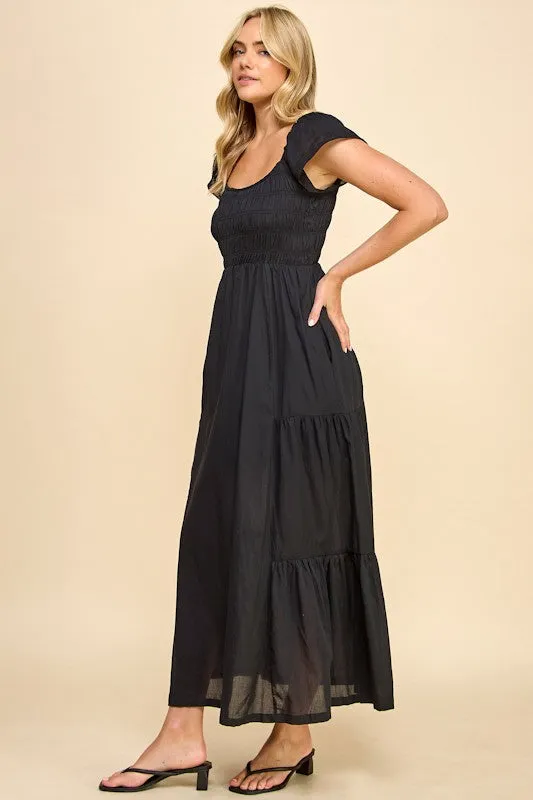 SMOCKED TIERED DRESS