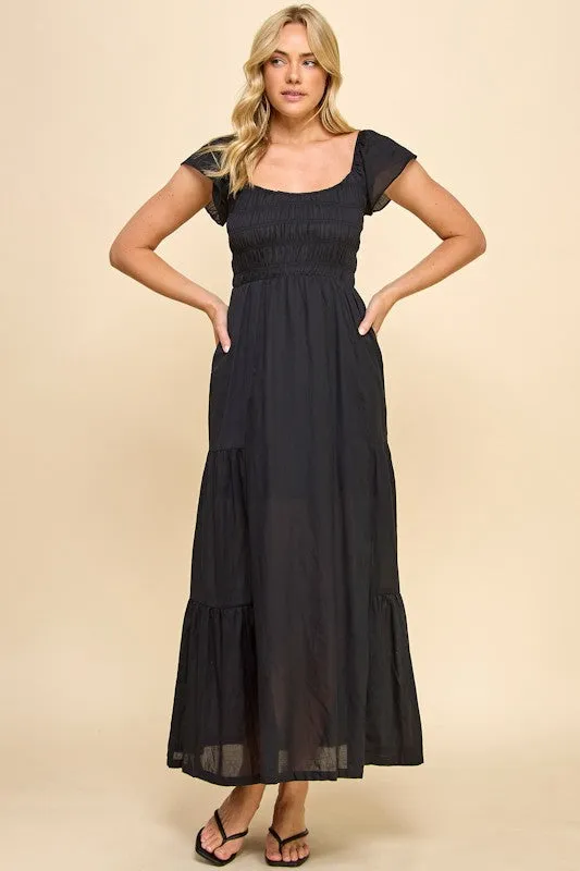 SMOCKED TIERED DRESS