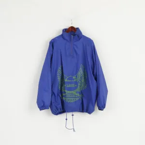 Snow Boarding Fun Men XL Jacket Pullover Blue Zip Neck Cotton Lined Retro Top
