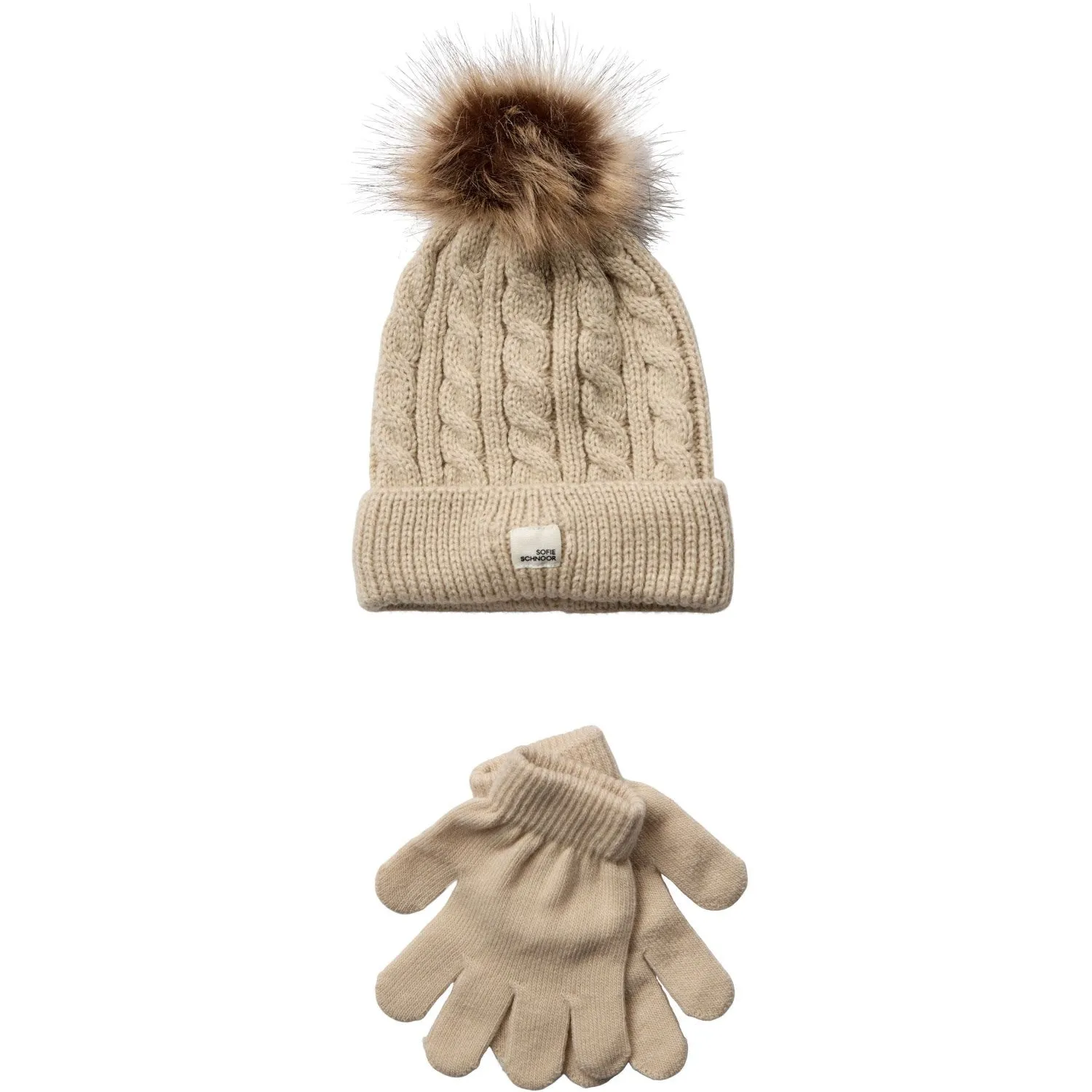 Sofie Schnoor Brown Melange Beanie And Gloves Set
