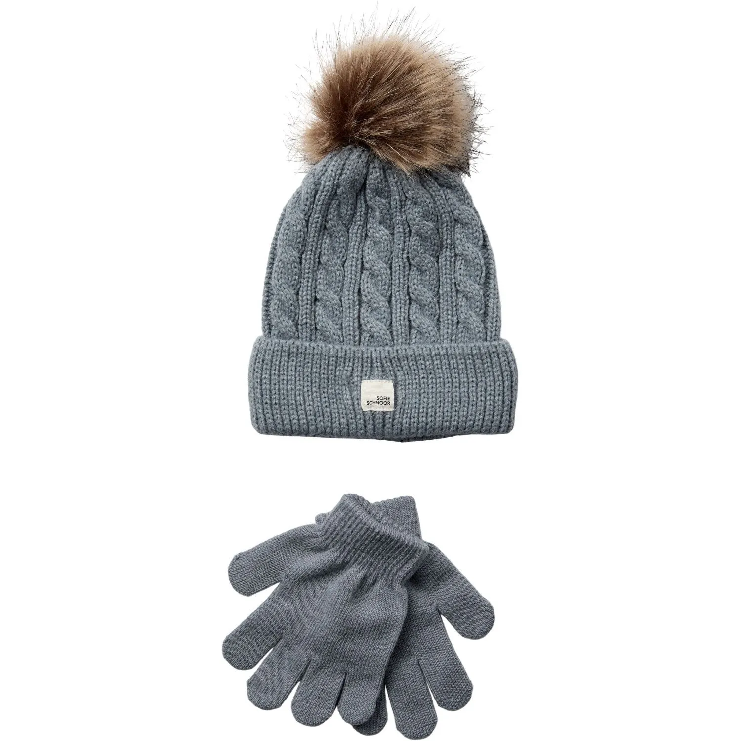 Sofie Schnoor Grey Mel Beanie And Gloves Set