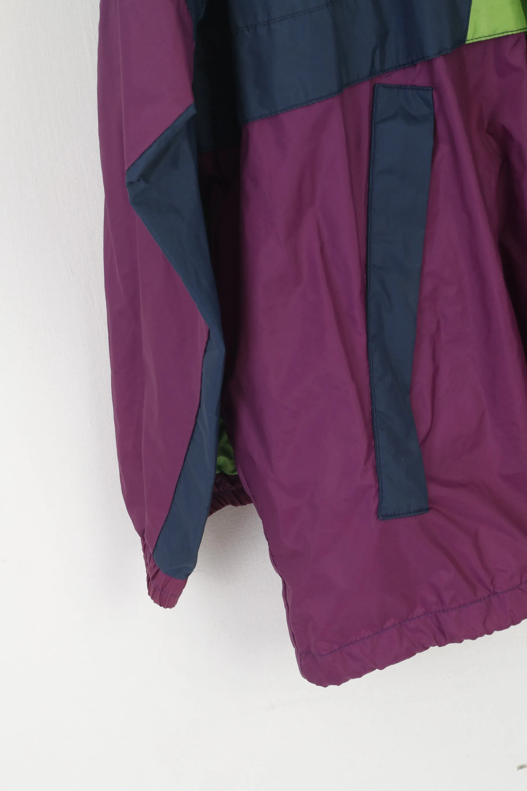 Speed Way Men XL Jacket Navy Nylon Waterproof Lightweight  Hidden Hood Vintage Top