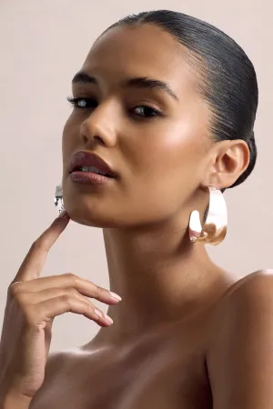 Splendor | Silver Textured Chunky Hoop Earrings Club L London