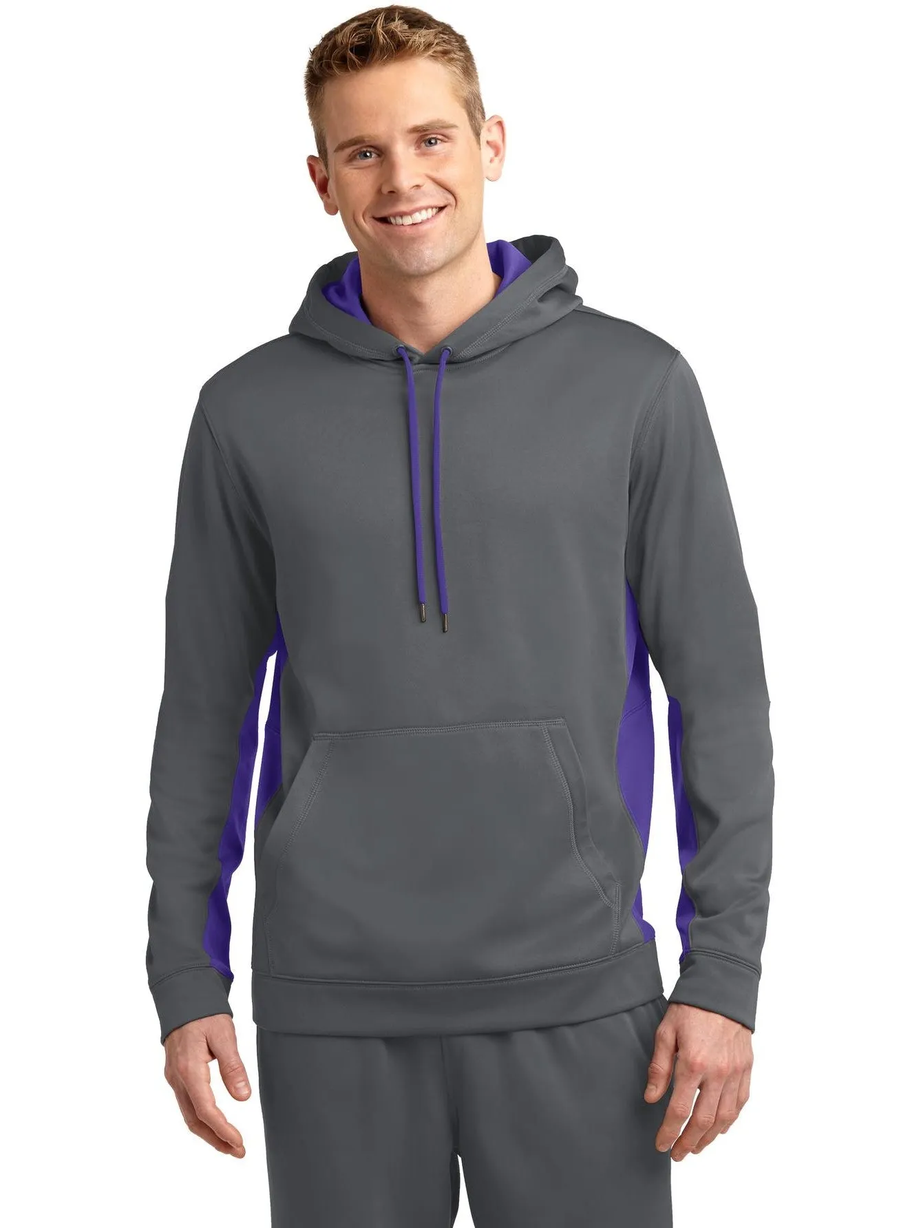 Sport-Tek Sport-Wick Fleece Colorblock Hooded Pullover