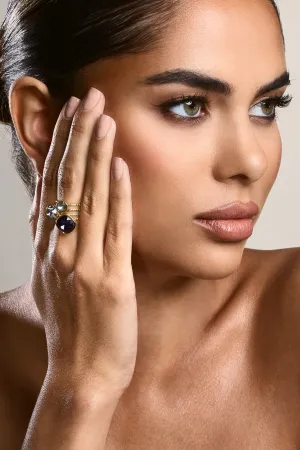 Starla | Gold & Purple Adjustable Cluster Ring Club L London