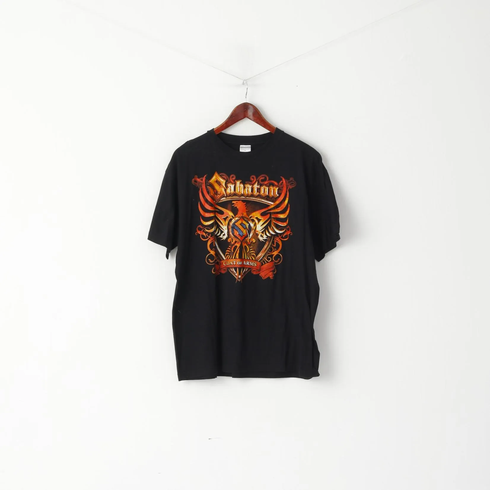 Stedman Men XL T- Shirt Black Cotton Sabaton Coat of Arms Music Band Top