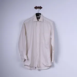 Stenstroms Men 40 M Casual Shirt Yellow Check Two Fold Cotton Long Sleeve